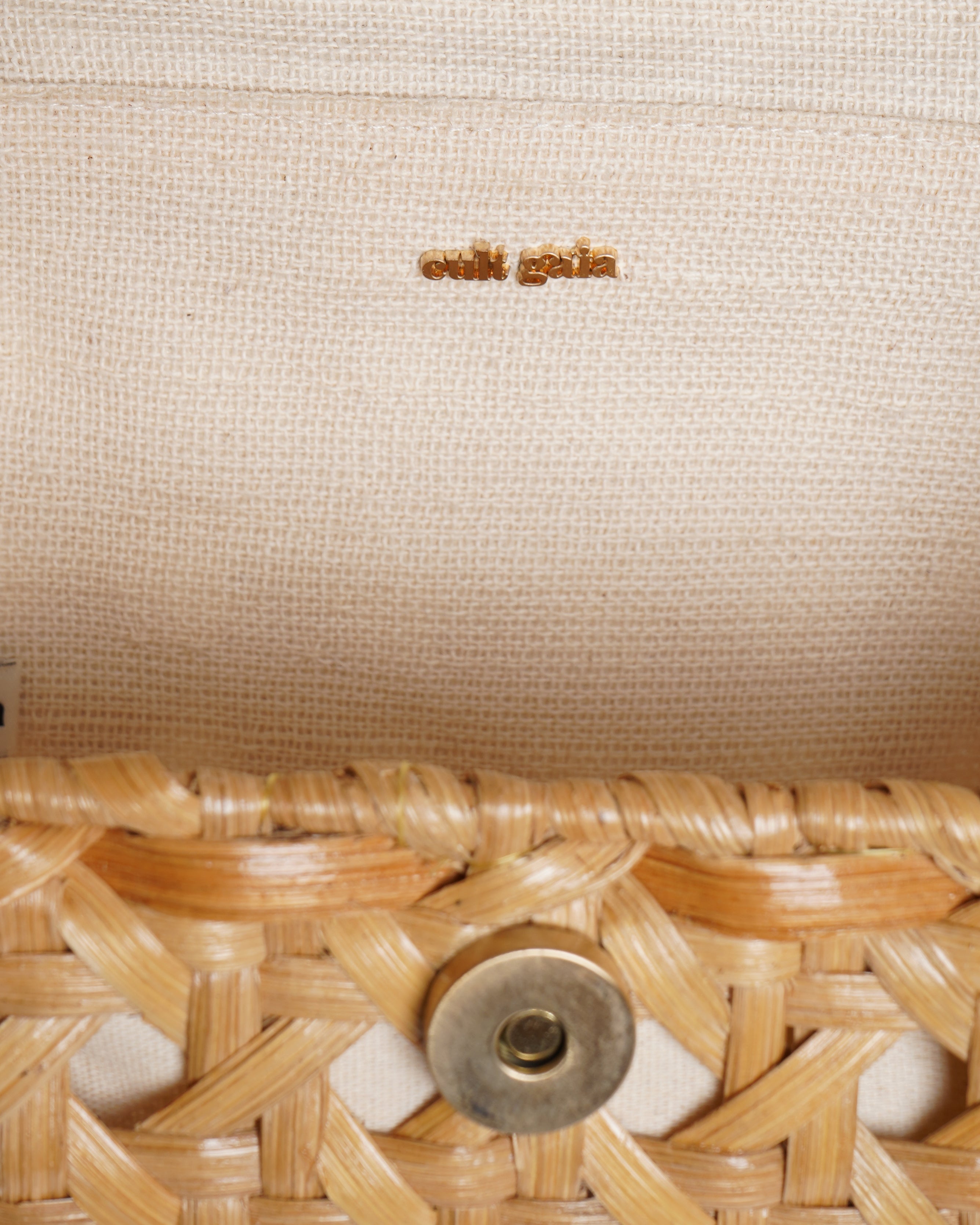 Cult Gaia Sybil Flap Over Rattan Woven Handbag