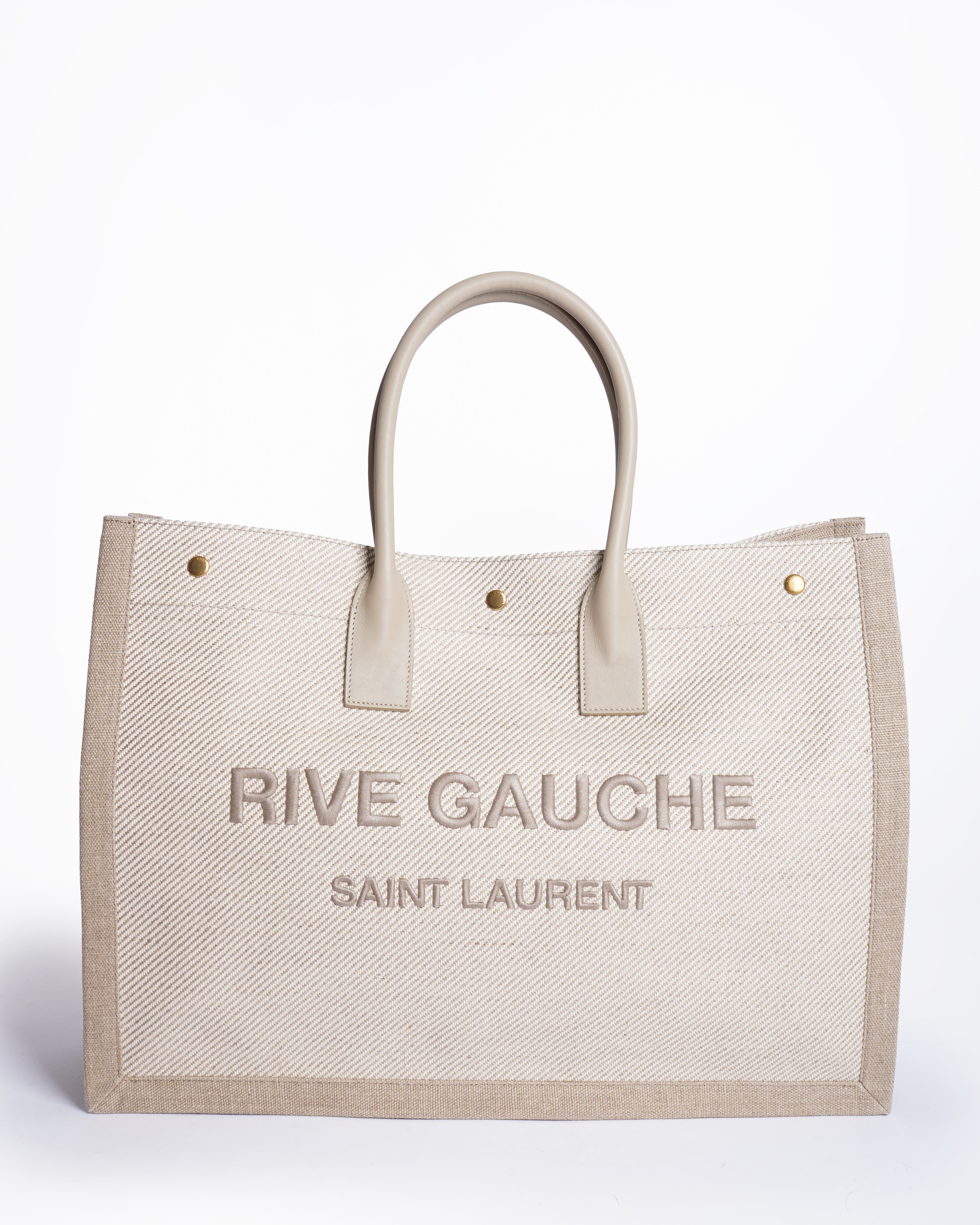 New Saint Laurent Rive Gauche Tote In Beige