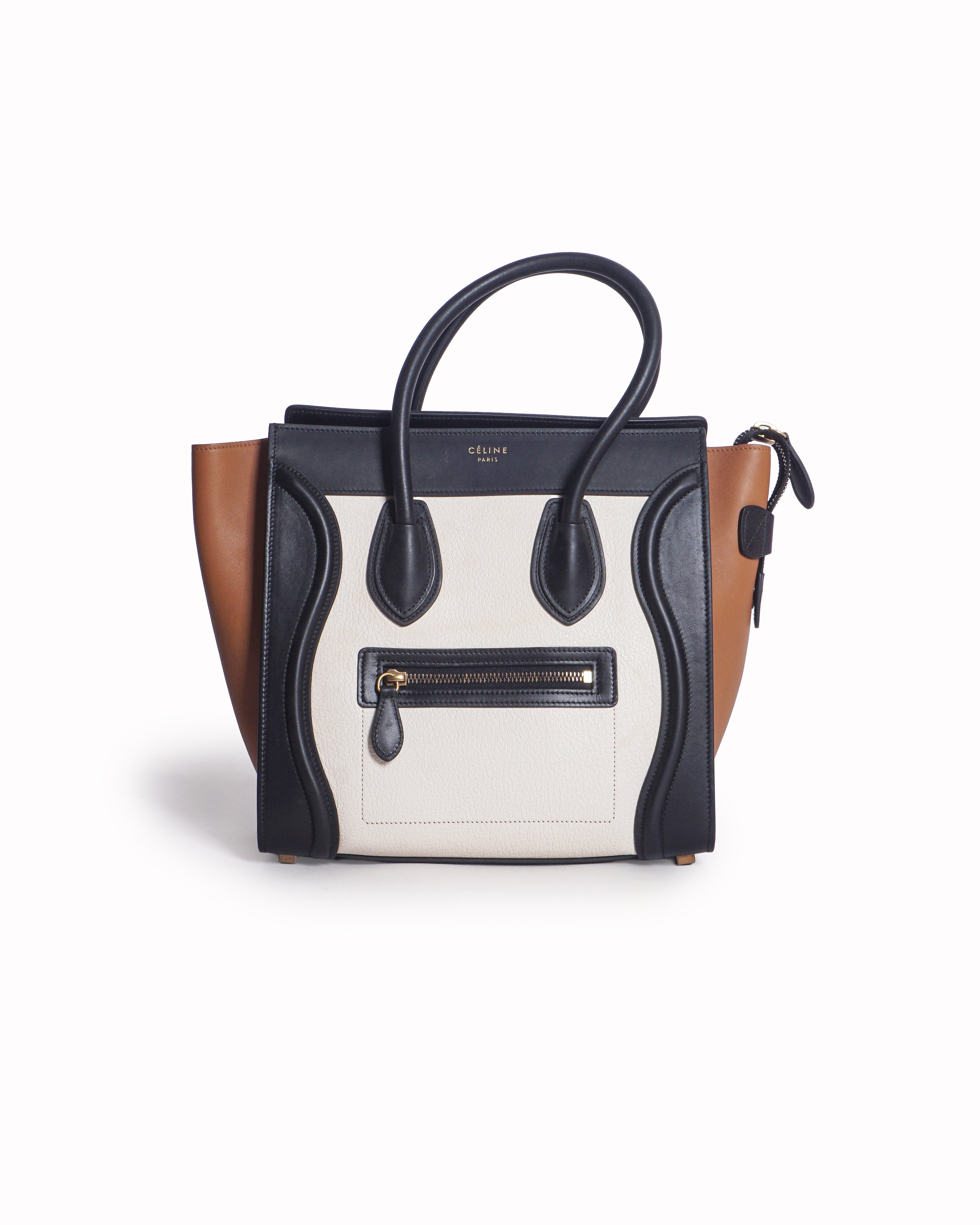 CƩline Tri-Color Pebbled Calfskin Luggage Tote
