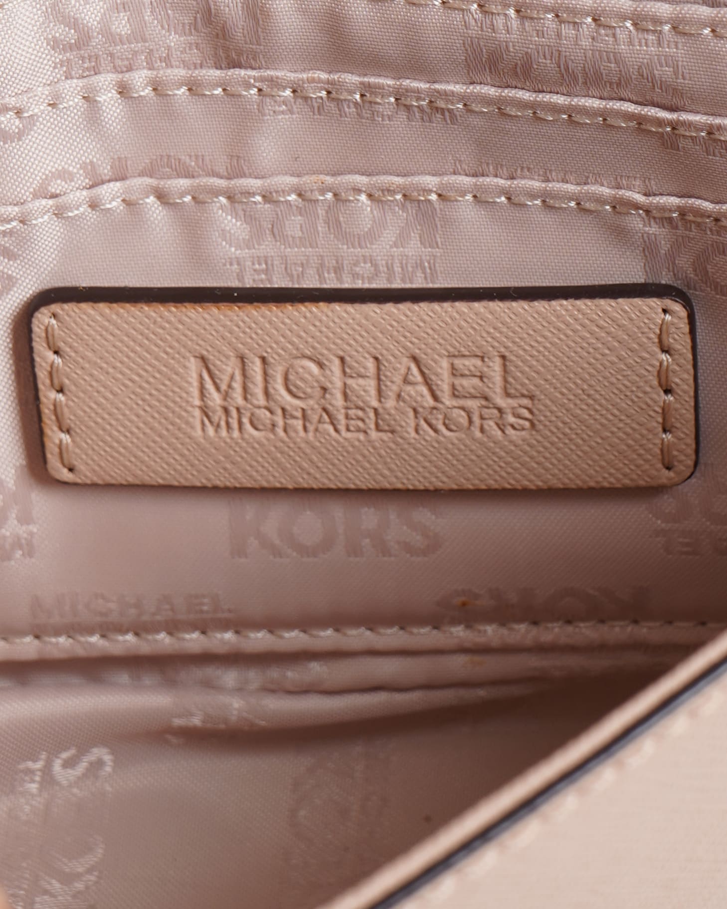 New Michael Kors Zipper Crossbody In Beige & Pink