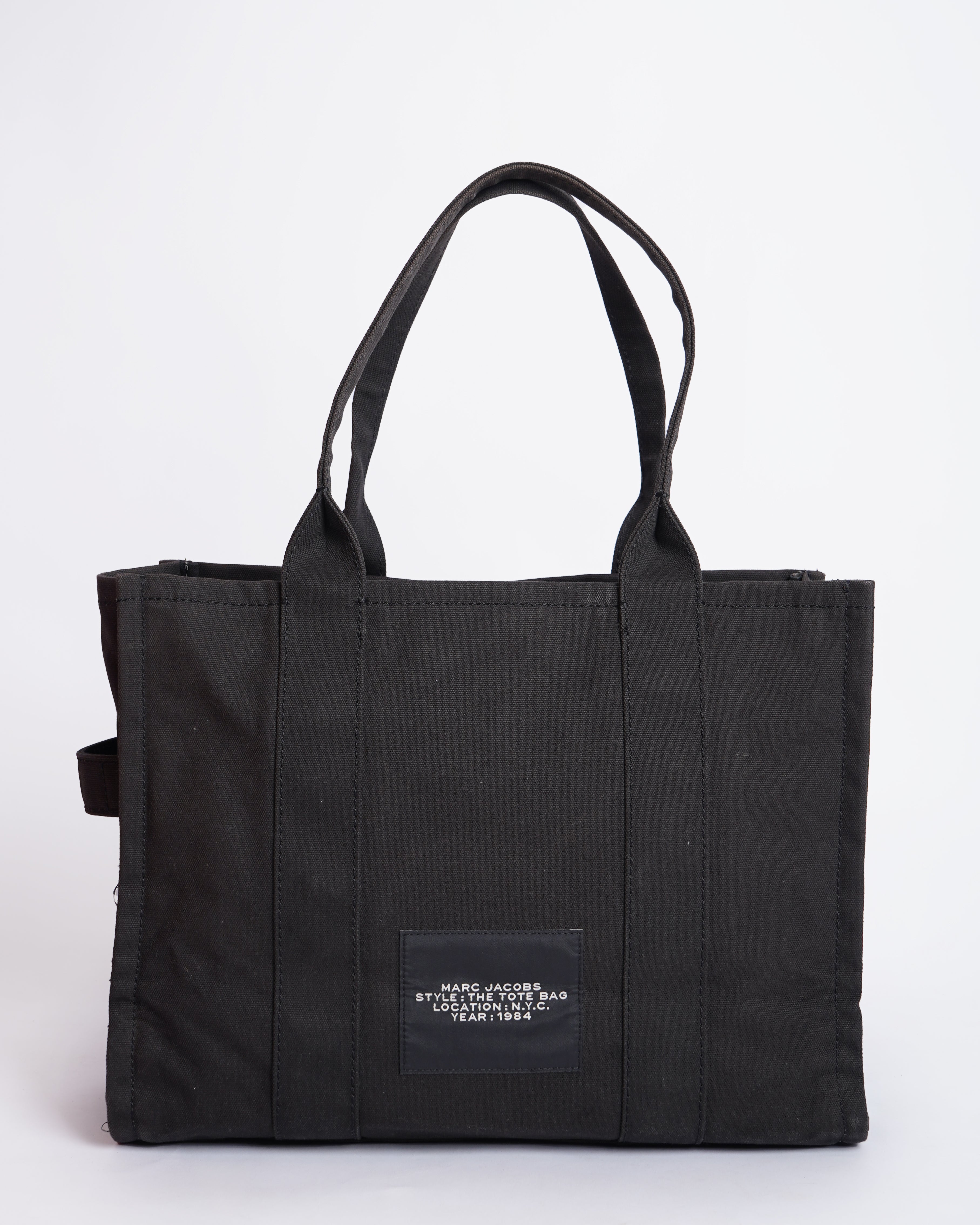 Marc jacobs canvas black tote bag