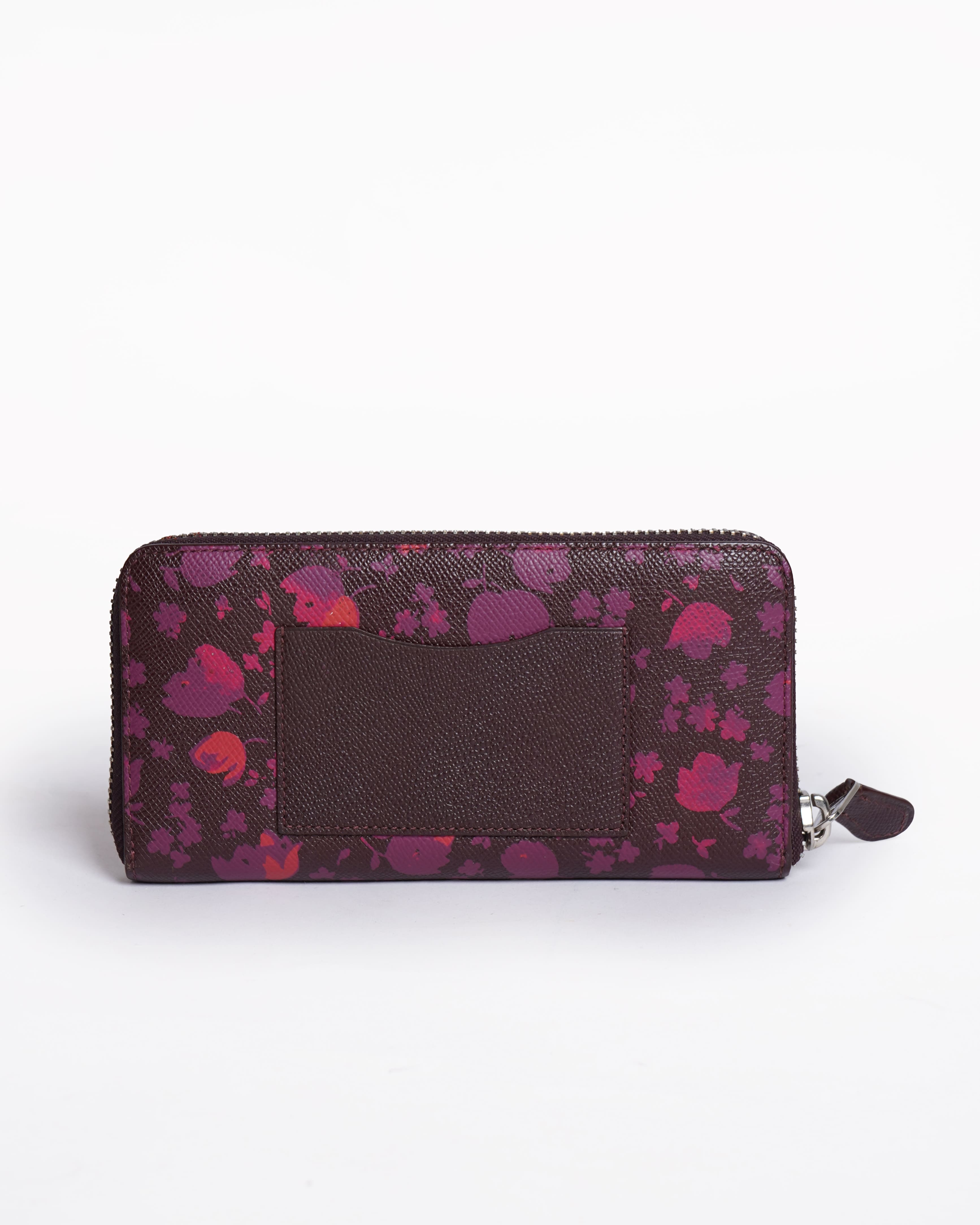 Coach calico floral print zip around wallet