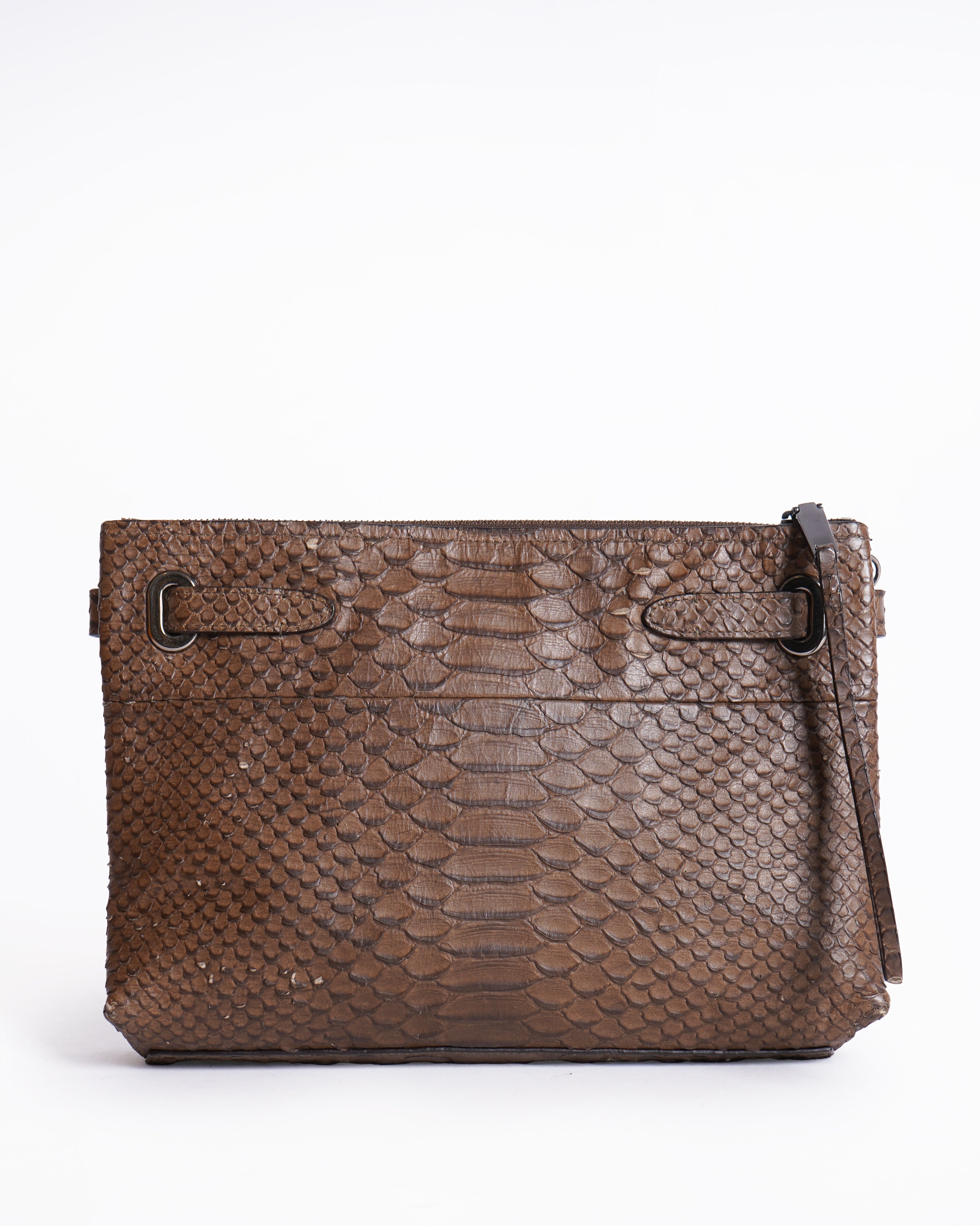 Coach Embossed Clutch Bag In Brown