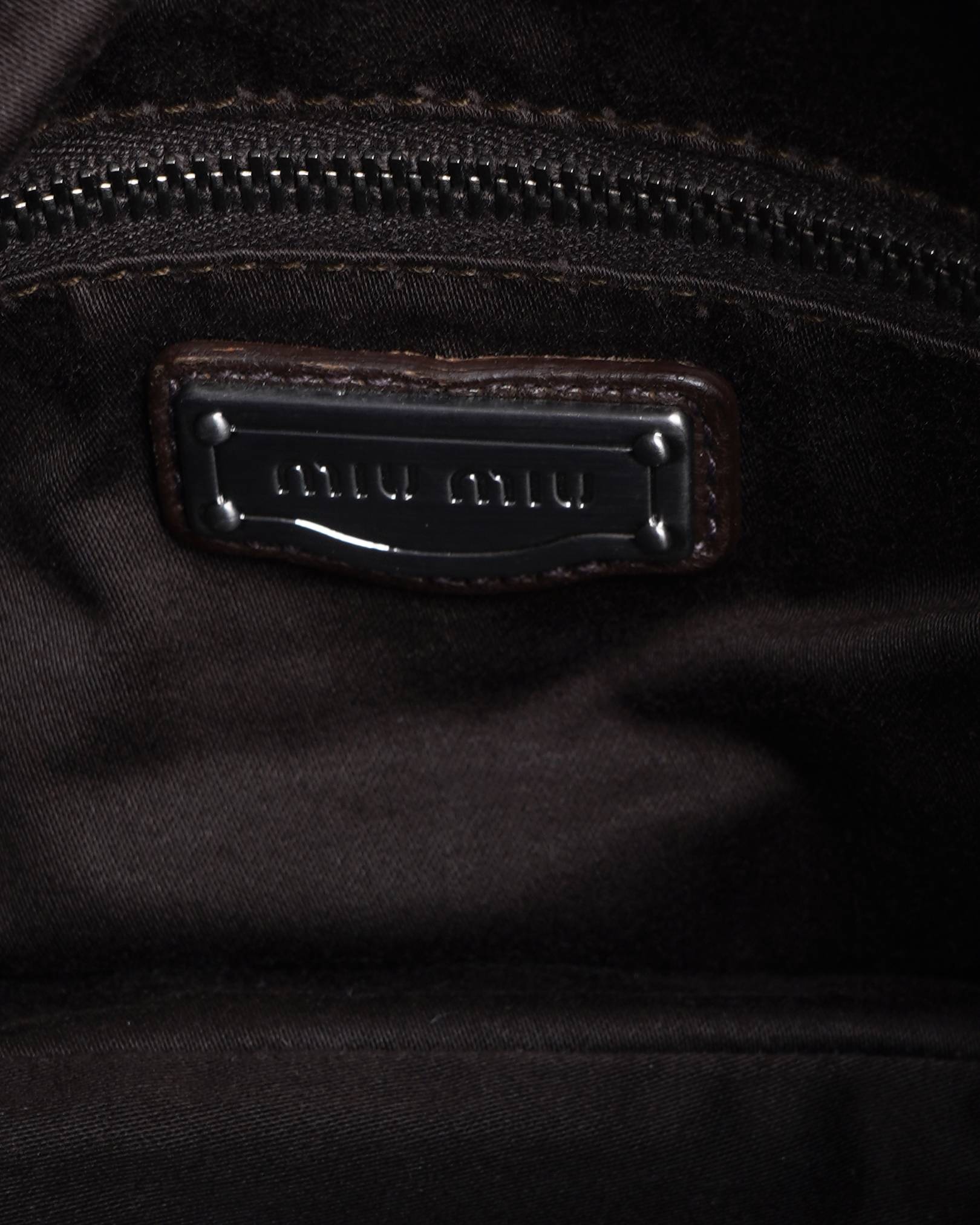 Miu miu shopper perforated brown shoulder bag