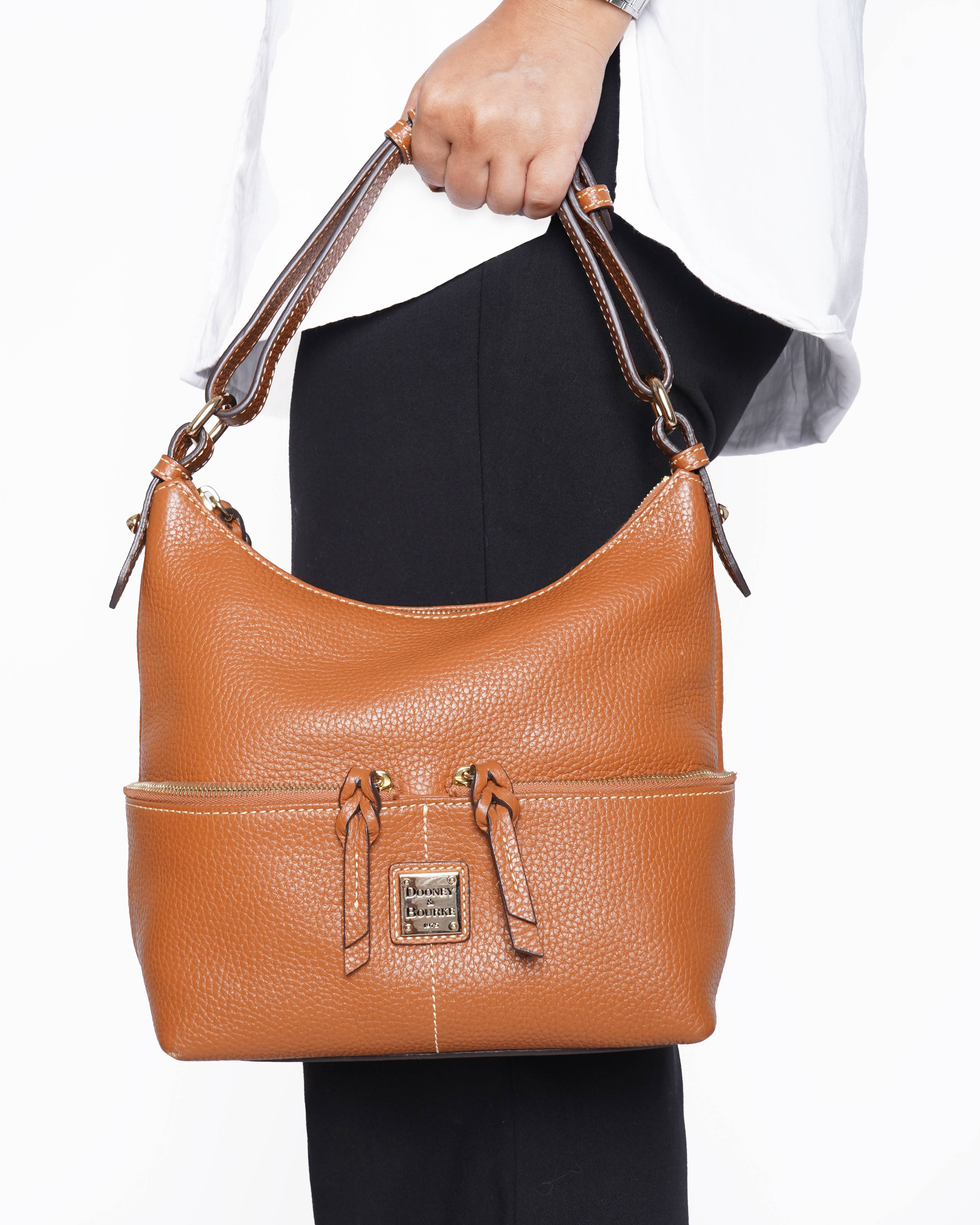 Dooney & Bourke Dillen Leather Small Pocket Satchel In Saddle Brown