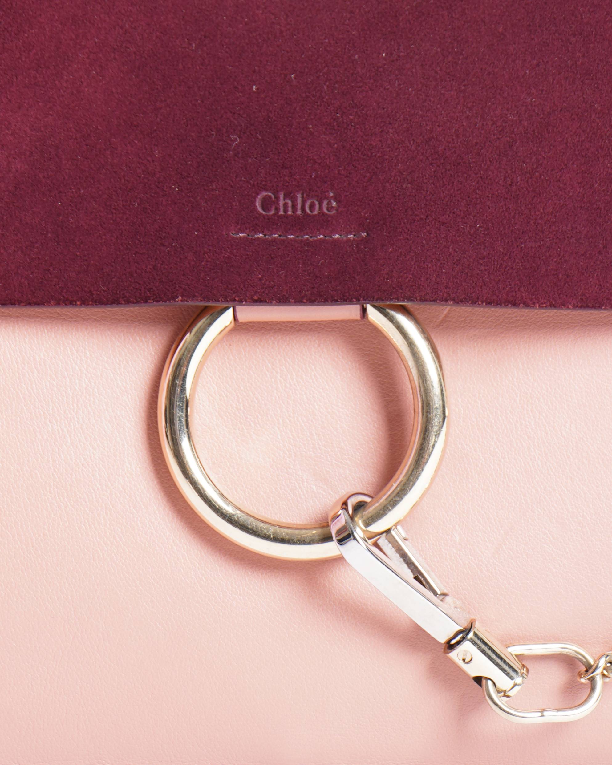 Chloé Faye Shoulder Bag In Peach & Magenta