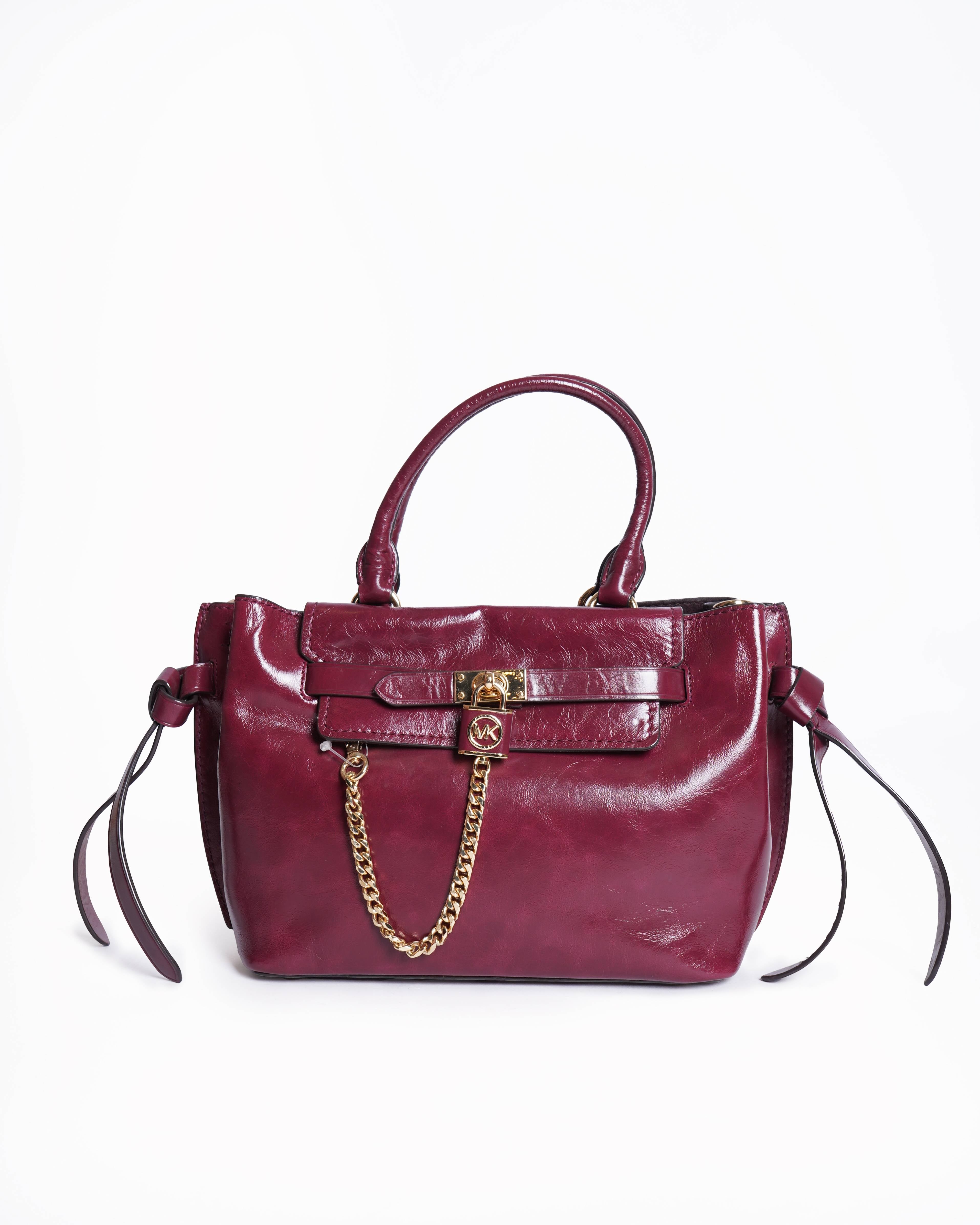 Michael Kors Hamilton Large Leather Belted Satchel Bag