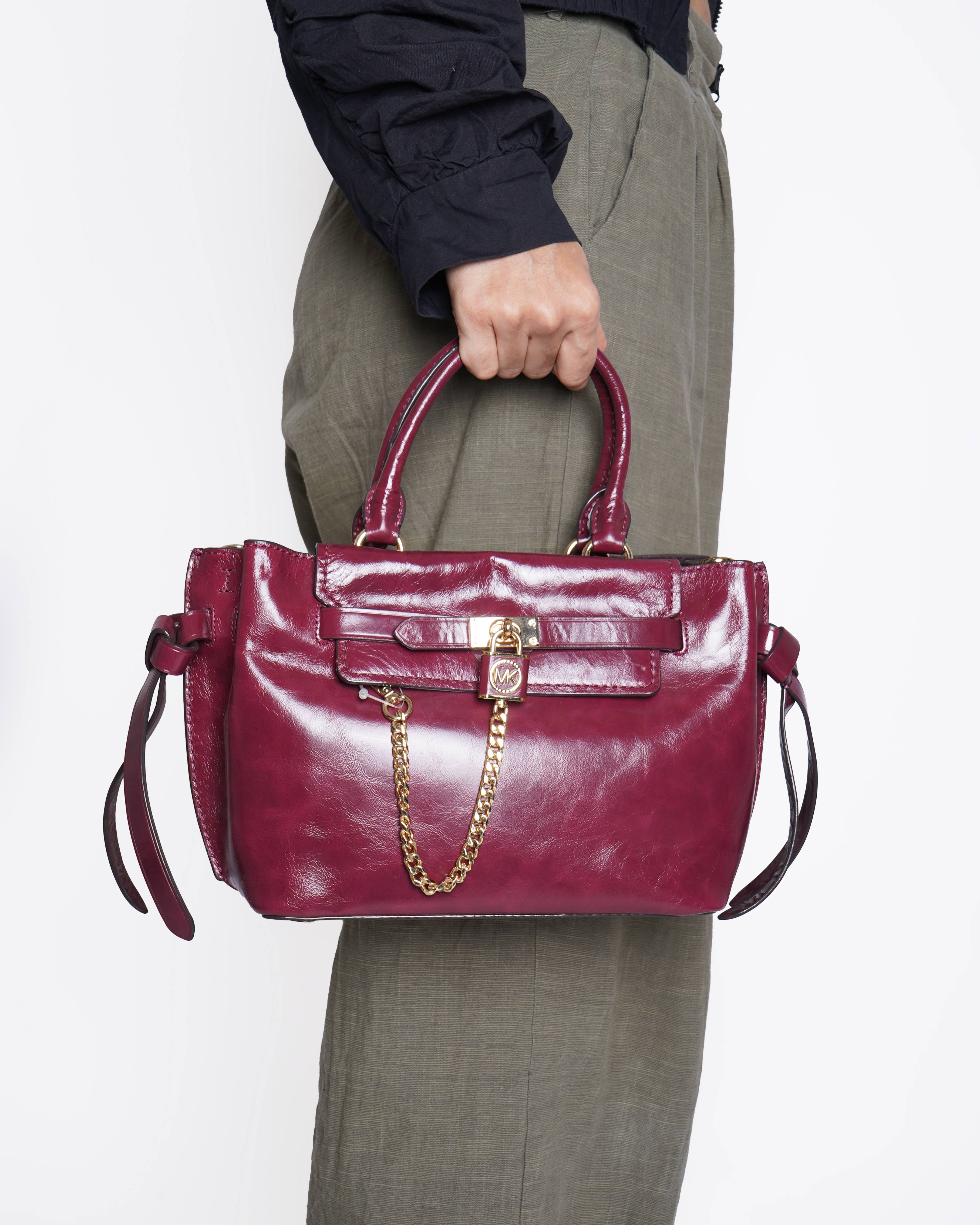 Michael Kors Hamilton Large Leather Belted Satchel Bag