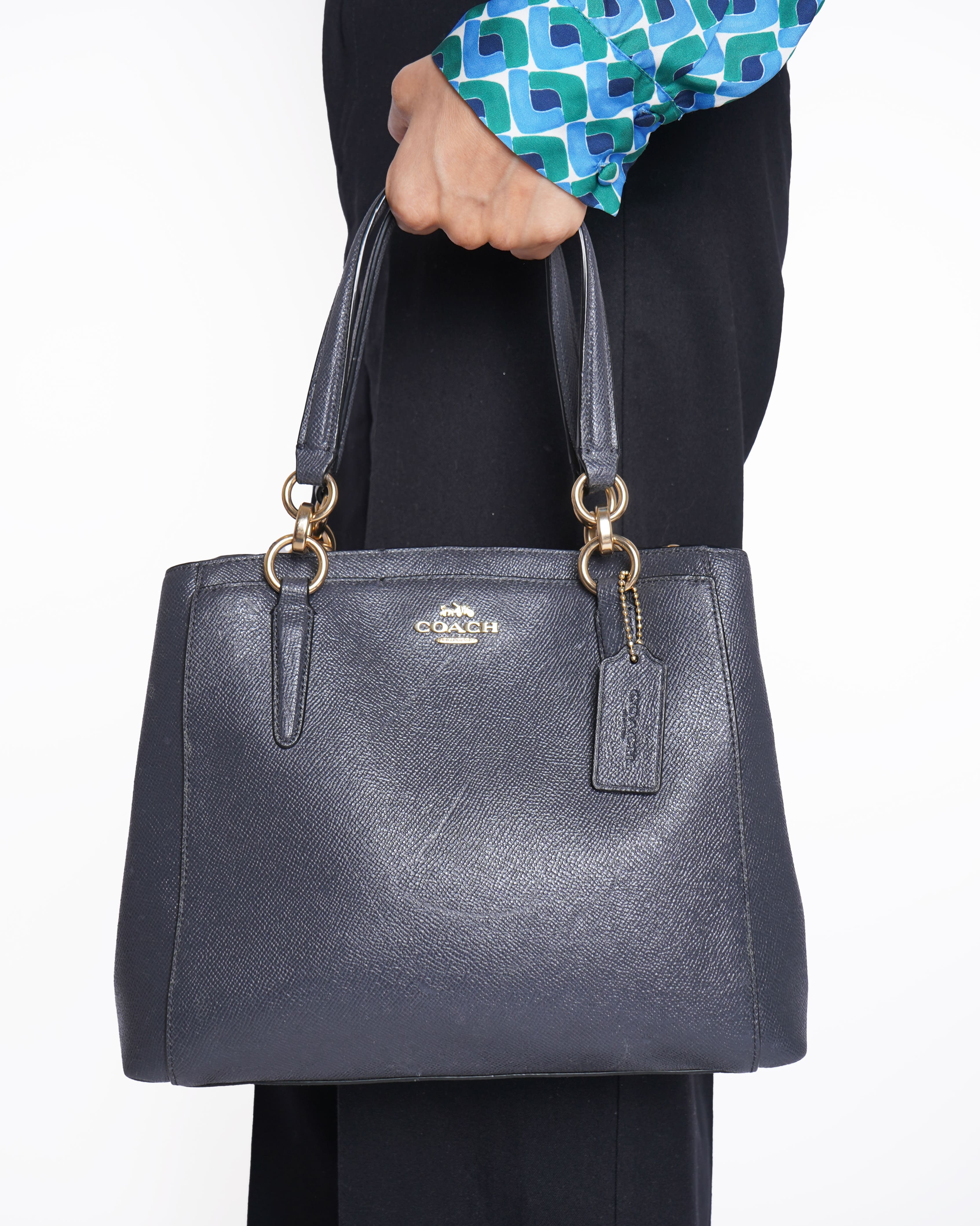 Coach black leather christie carryall satchel