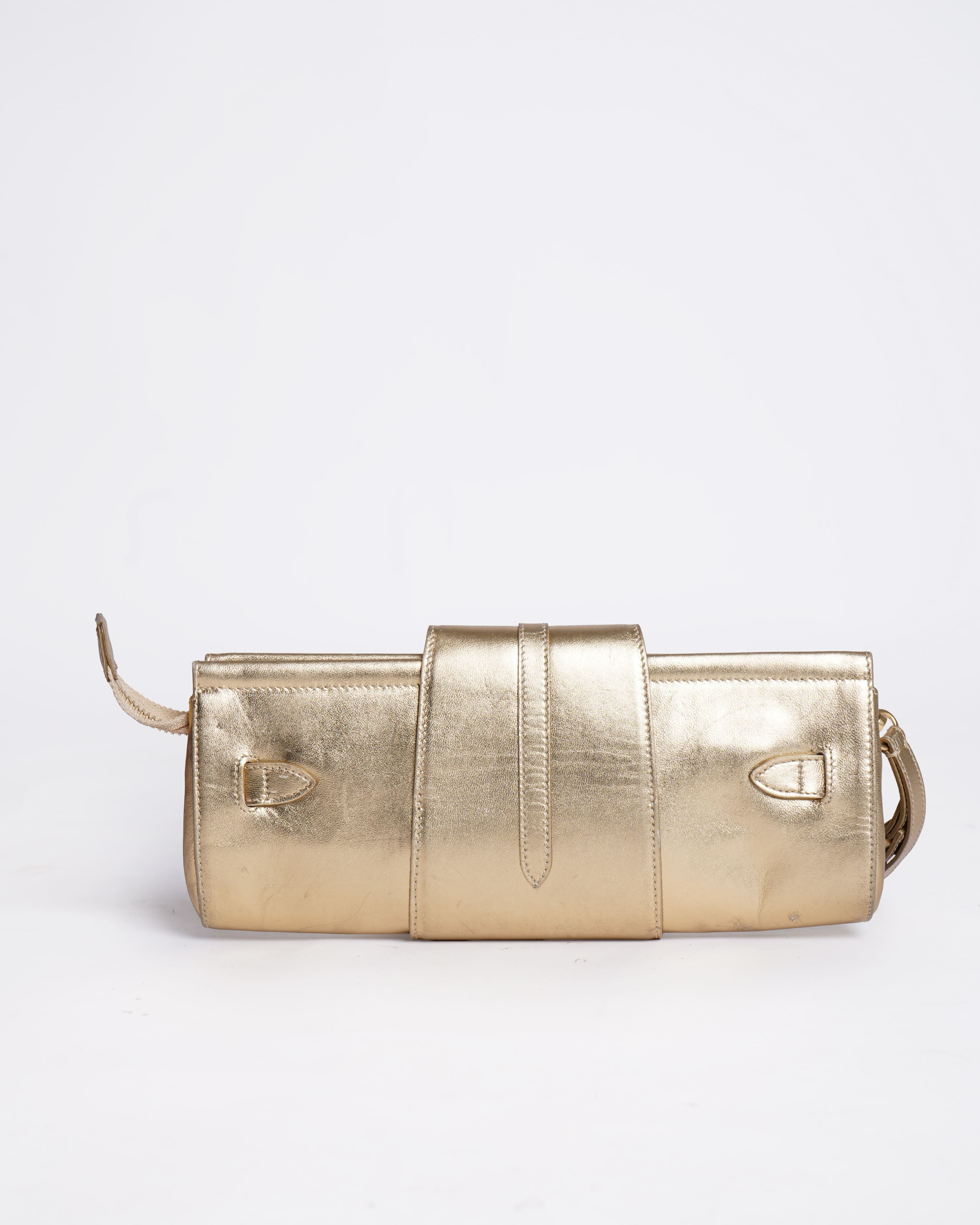 Jimmy Choo Leather Gold Tone Wristlet