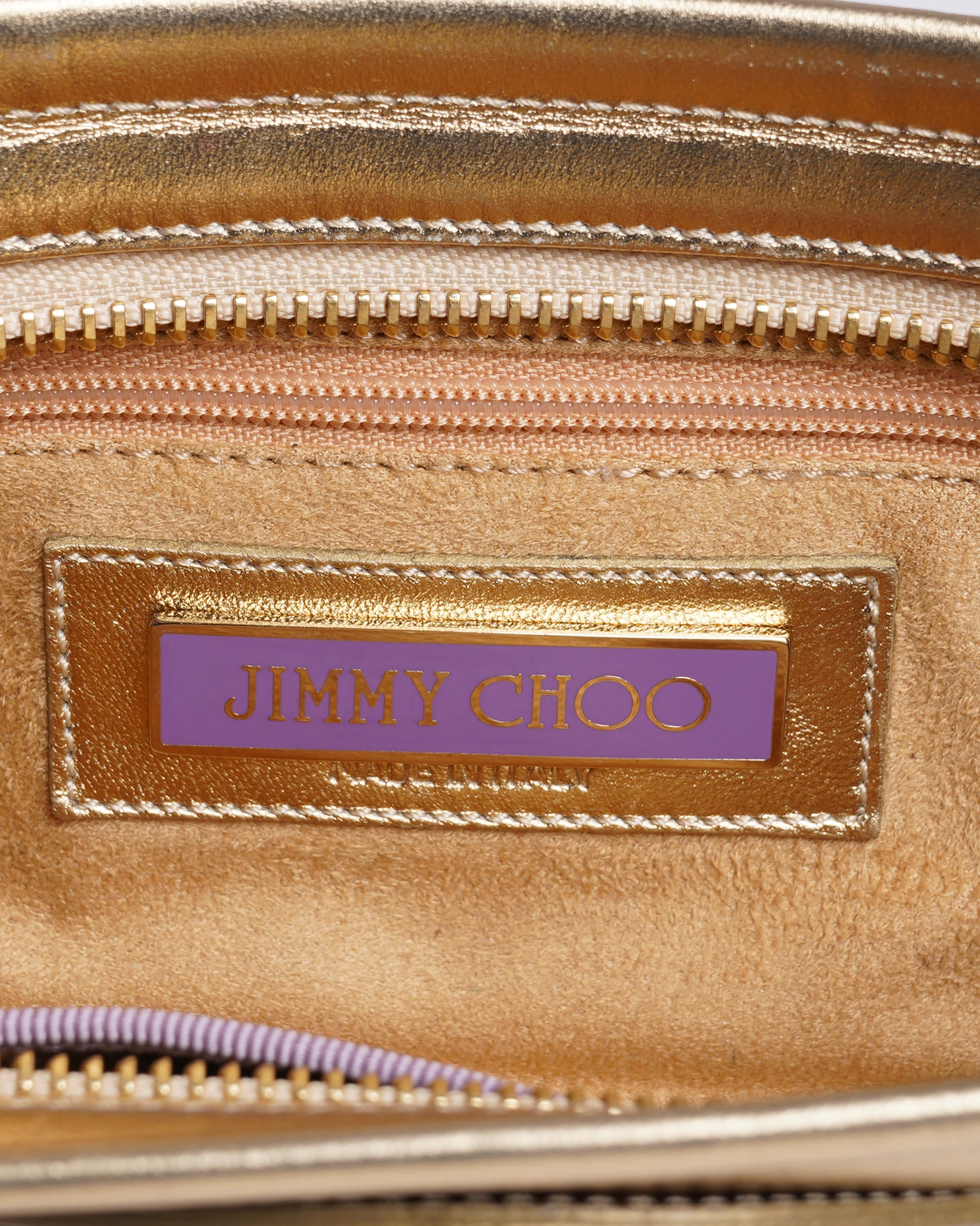 Jimmy Choo Leather Gold Tone Wristlet