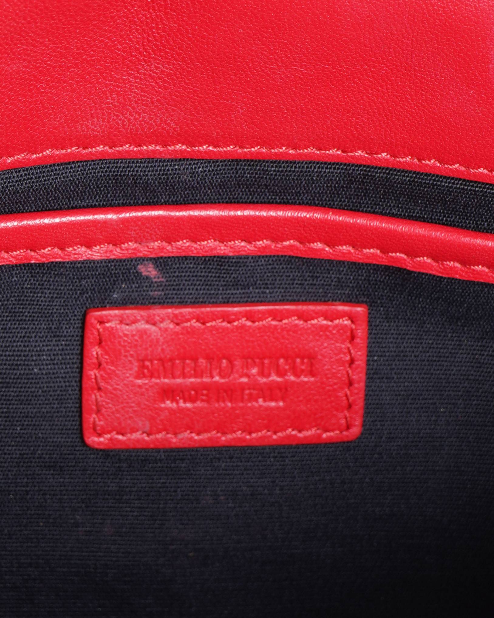 Emilio Pucci Red Quilted Leather Shoulder Bag