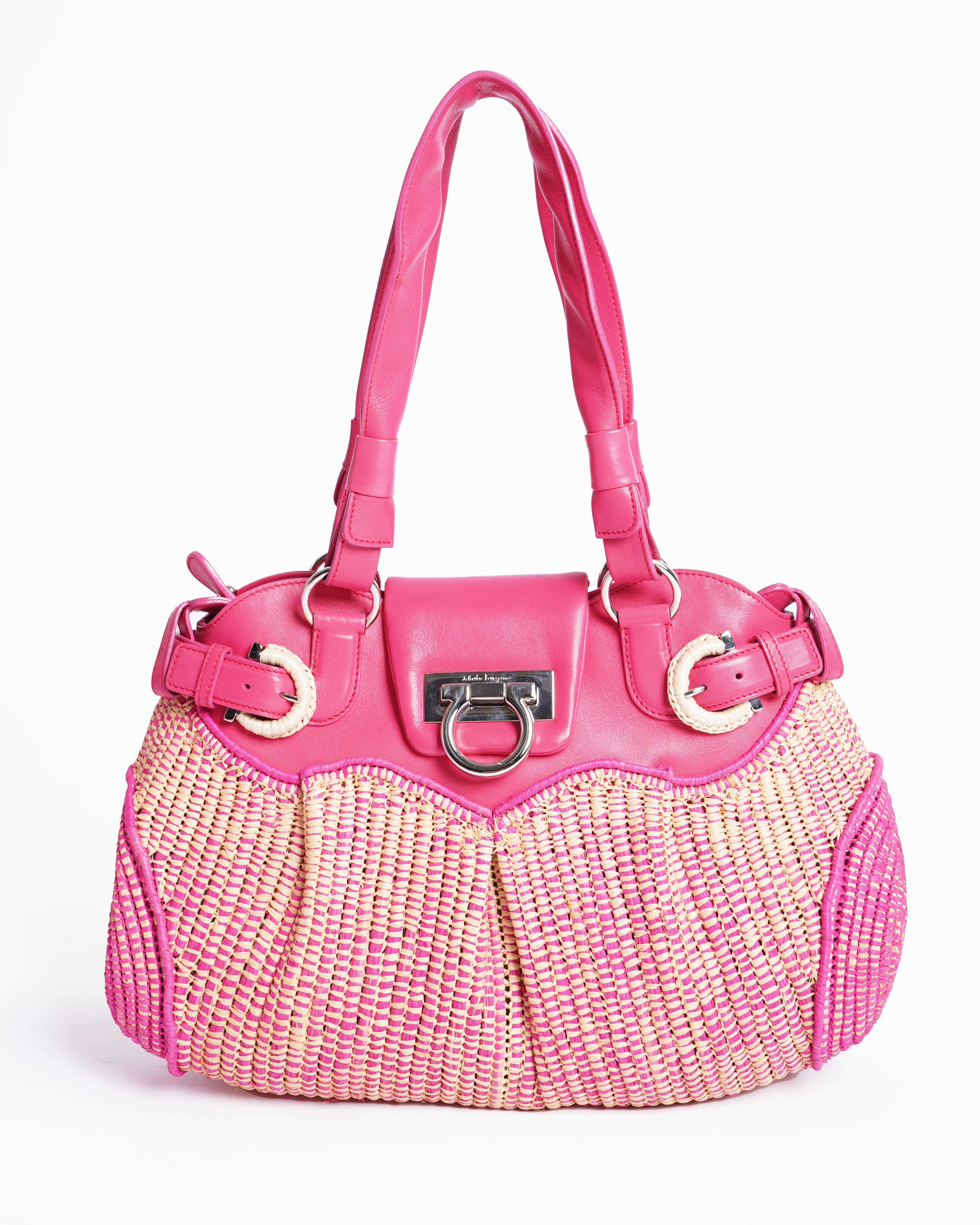 Salvatore Ferragamo sofia straw handbag