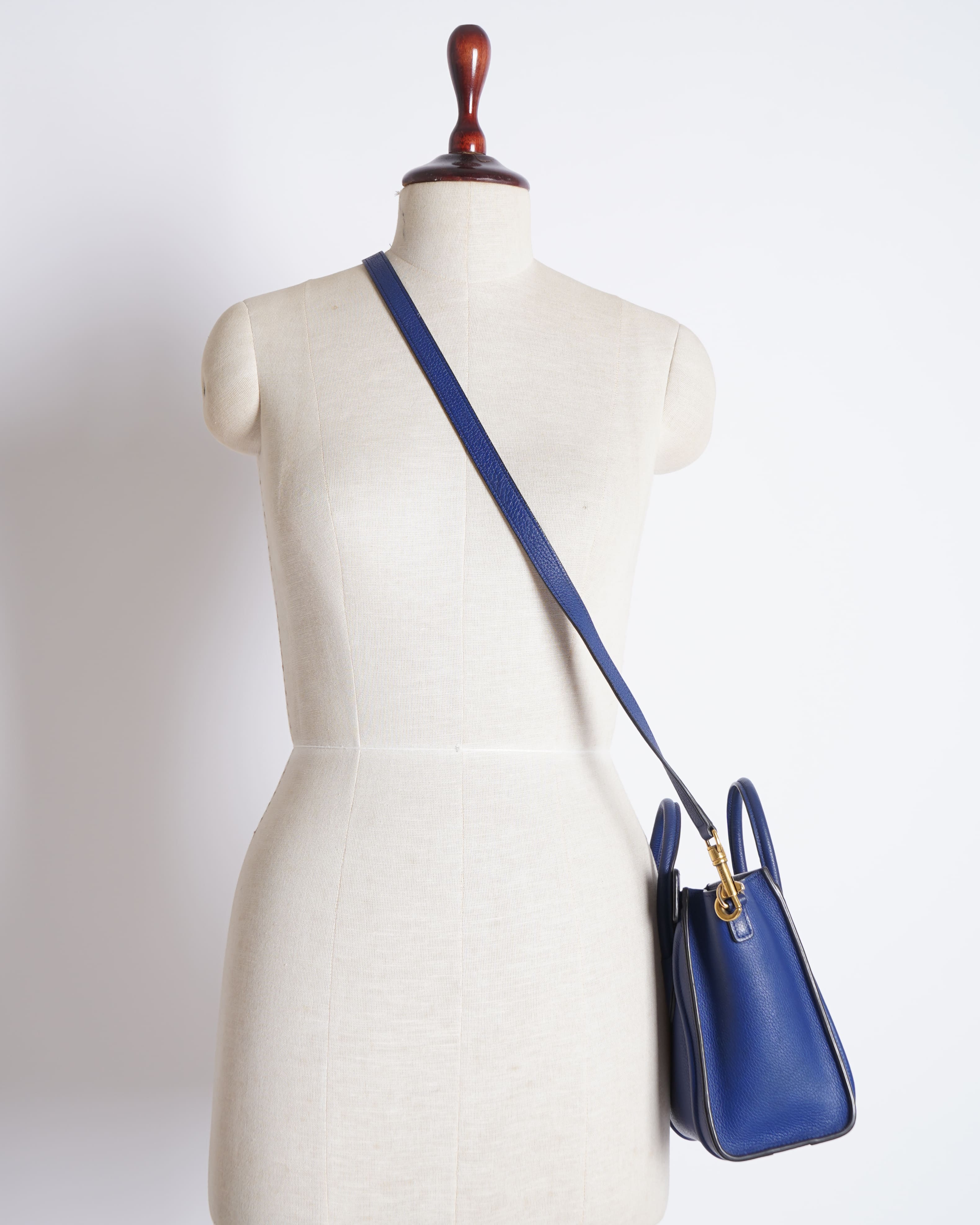 Celine Navy Blue Leather Nano Luggage Tote