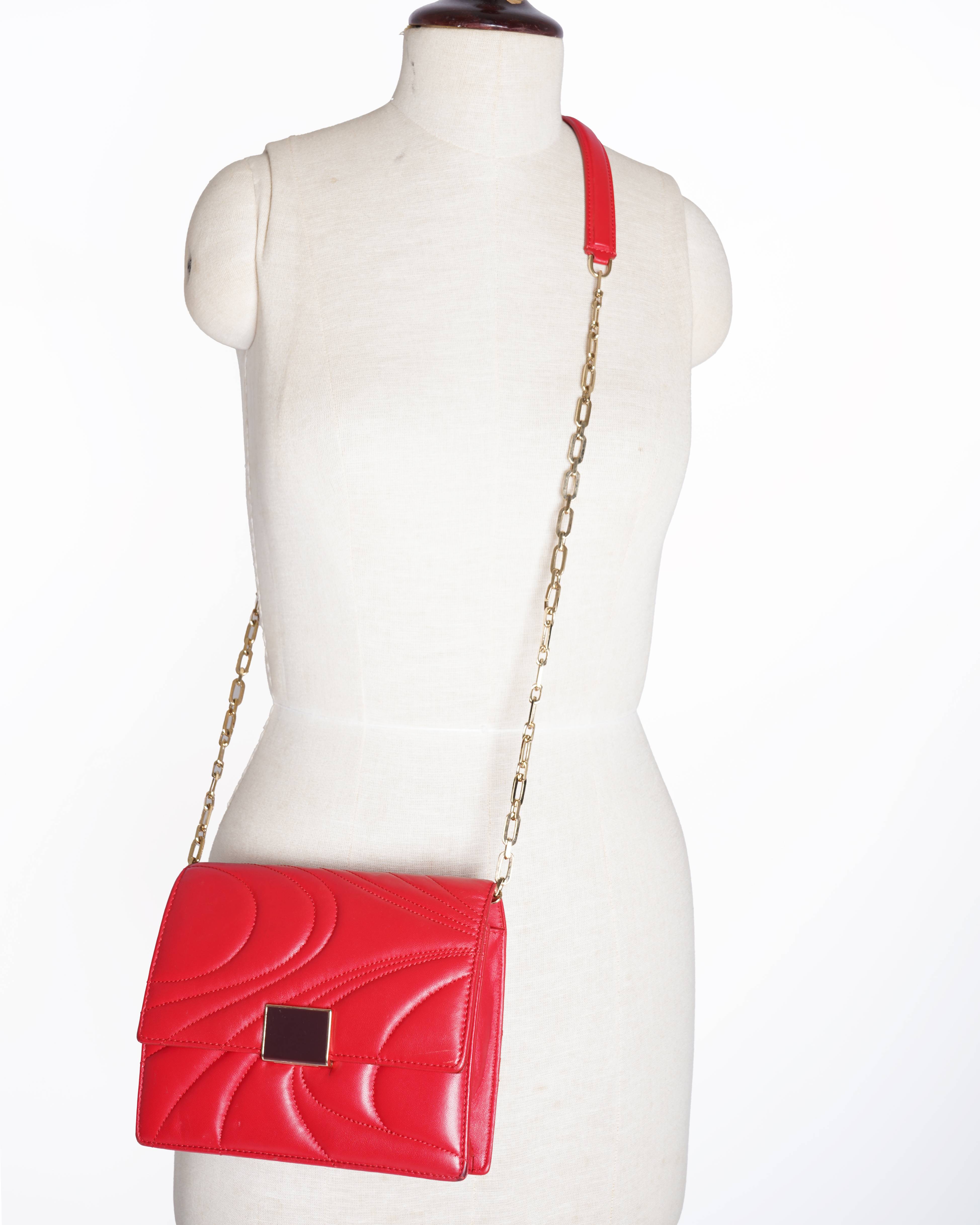 Emilio Pucci Red Quilted Leather Shoulder Bag
