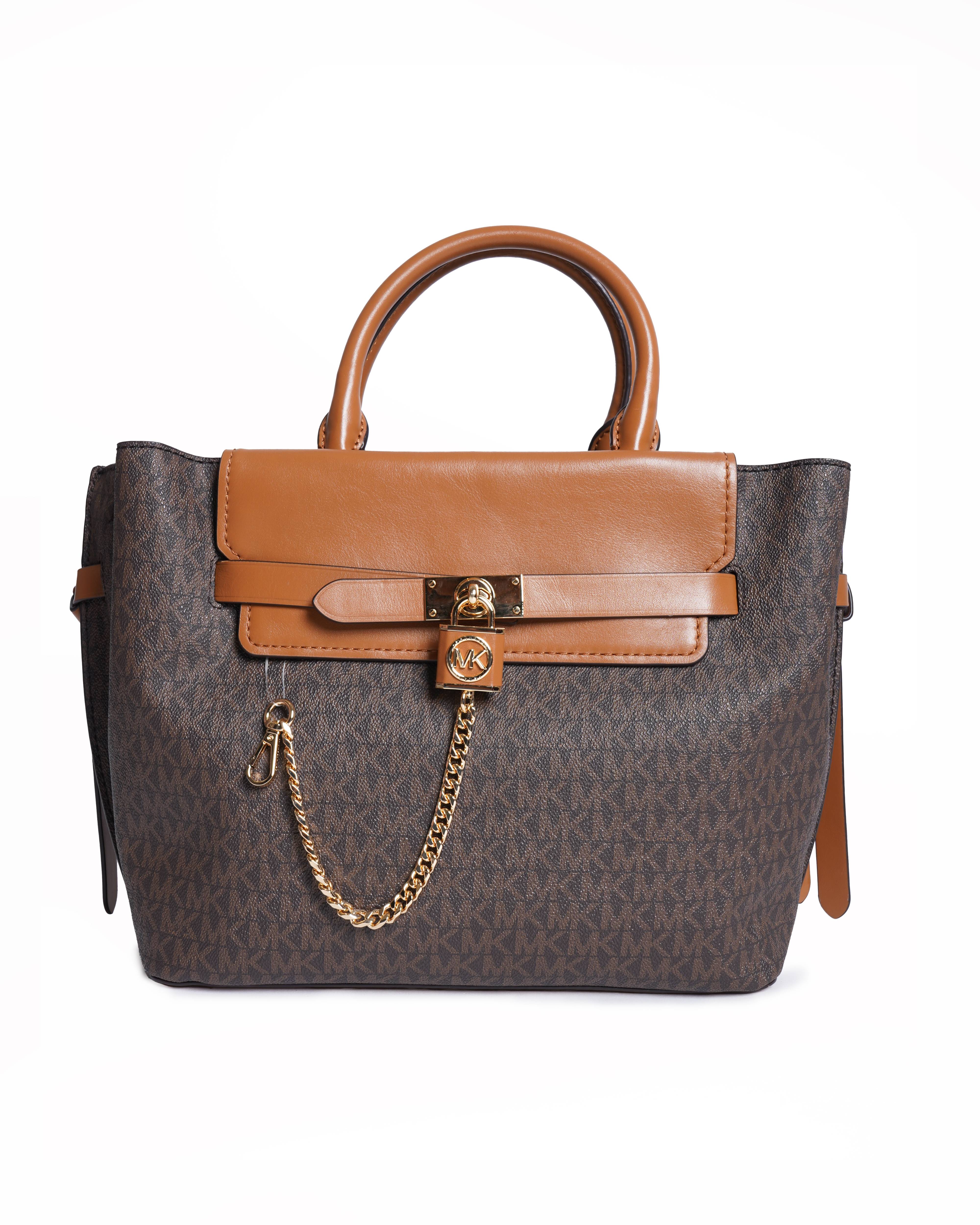 New Michael Kors Hamilton Legacy logo large belted satchel in Brown