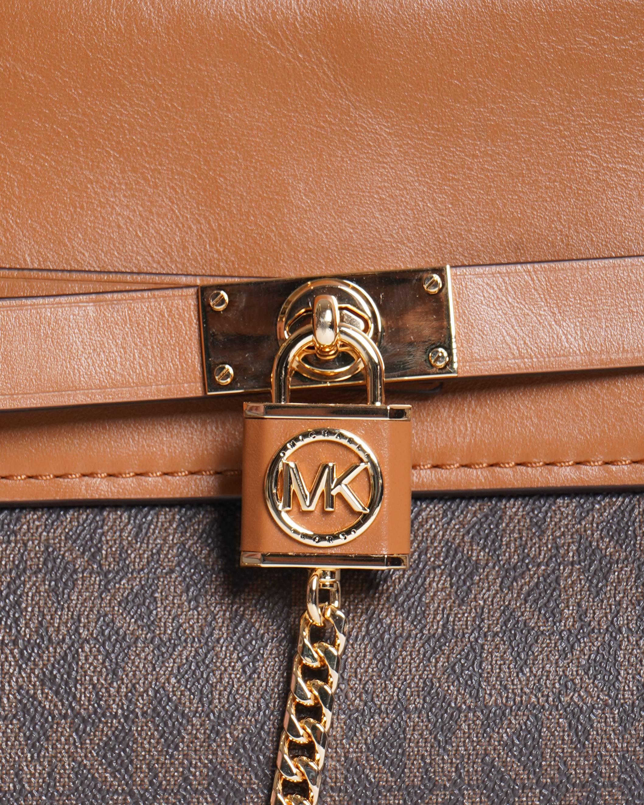 New Michael Kors Hamilton Legacy logo large belted satchel in Brown