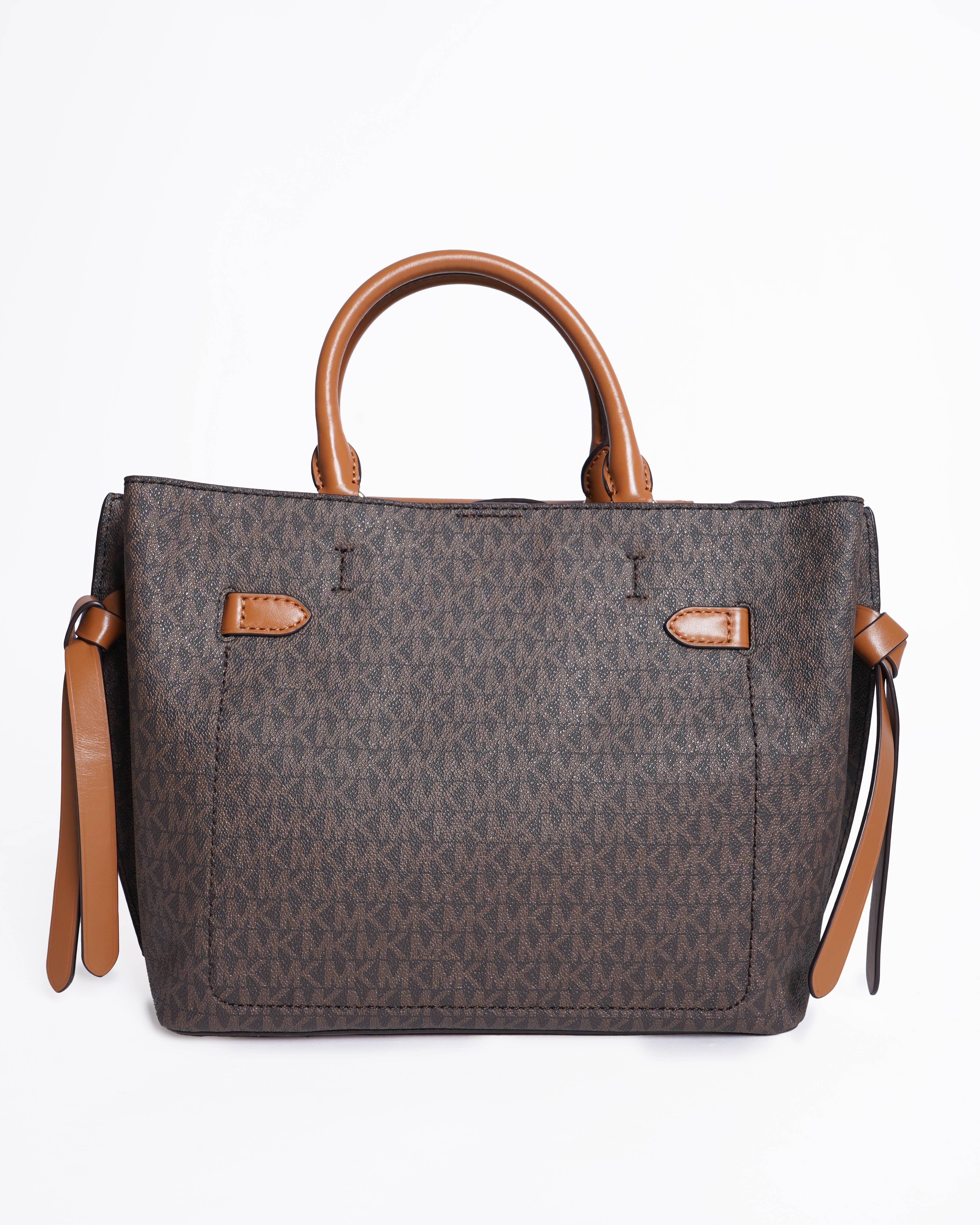 New Michael Kors Hamilton Legacy logo large belted satchel in Brown