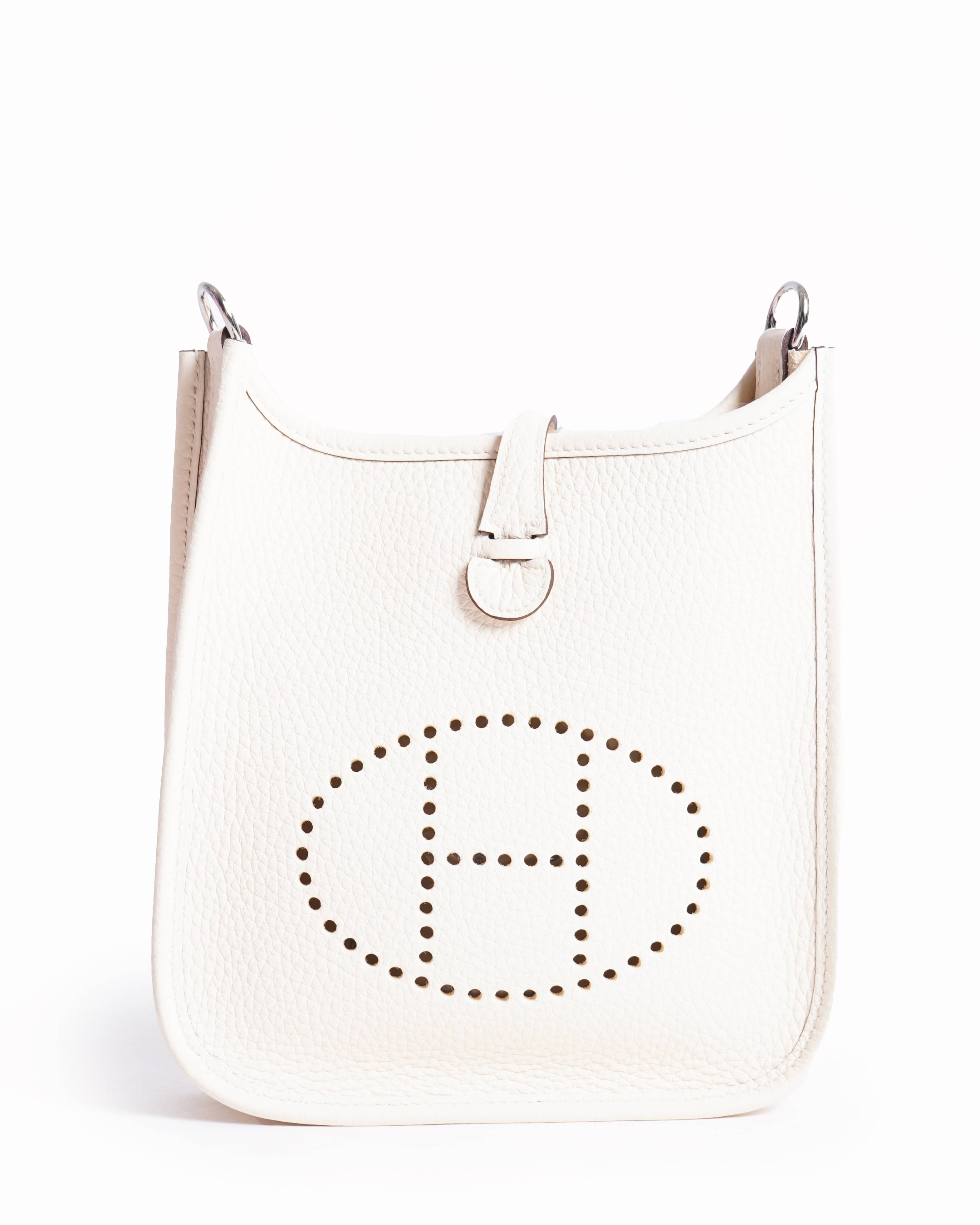 New Hermès mini evelyne tpm in white clemence leather Crossbody bag