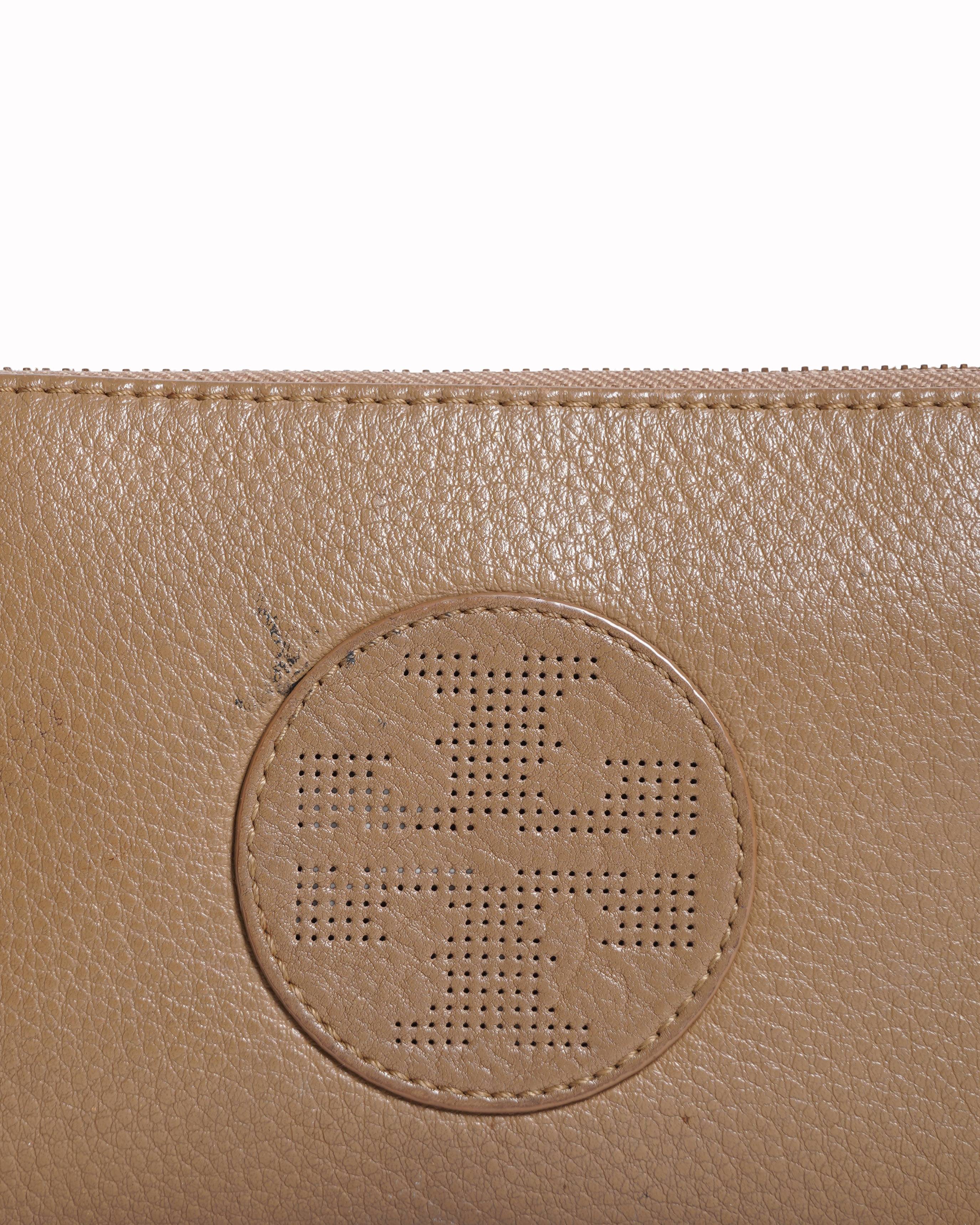 Tory burch brown zip around wallet