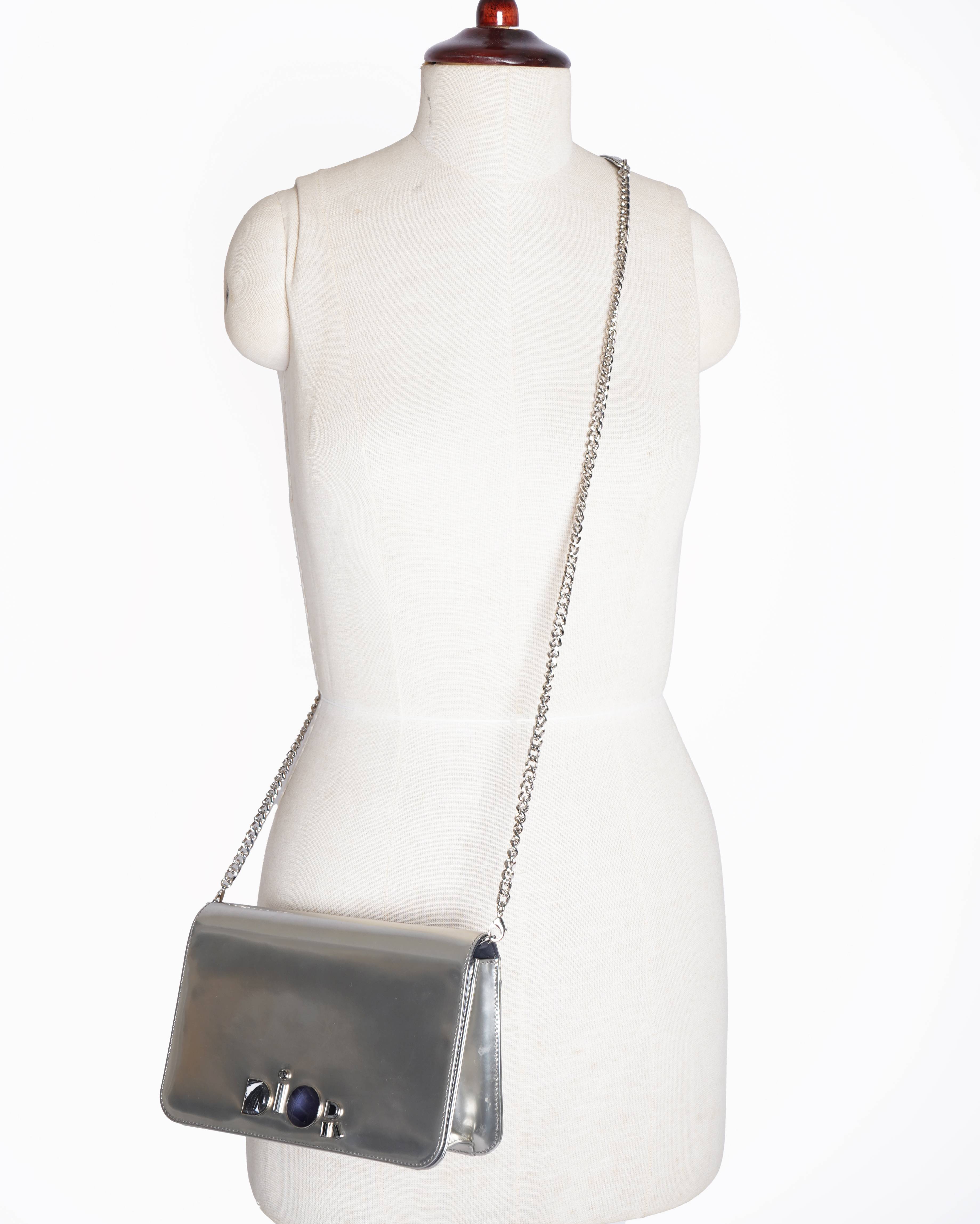 Christian Dior patent leather 3 way wallet on chain