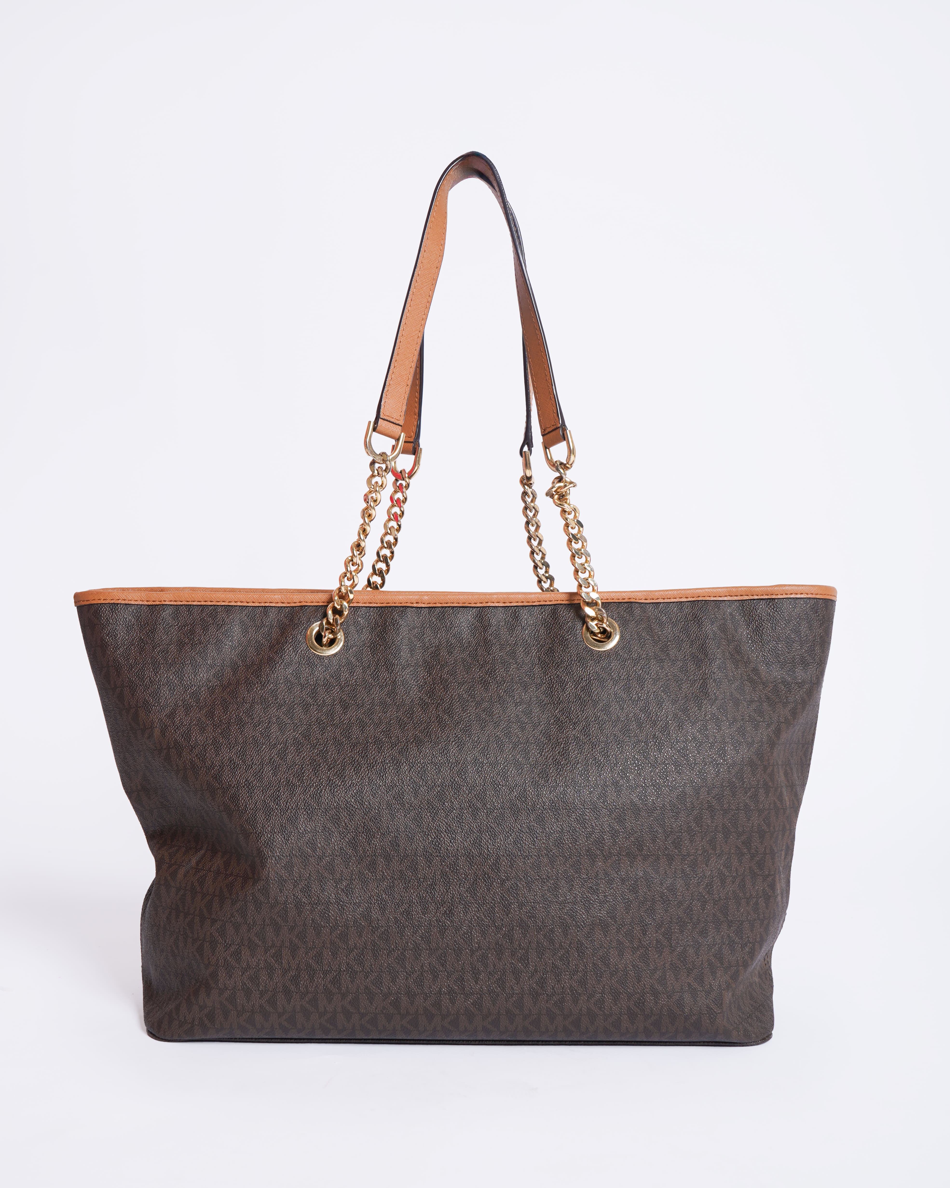 Michael Kors Monogram Tote In Brown