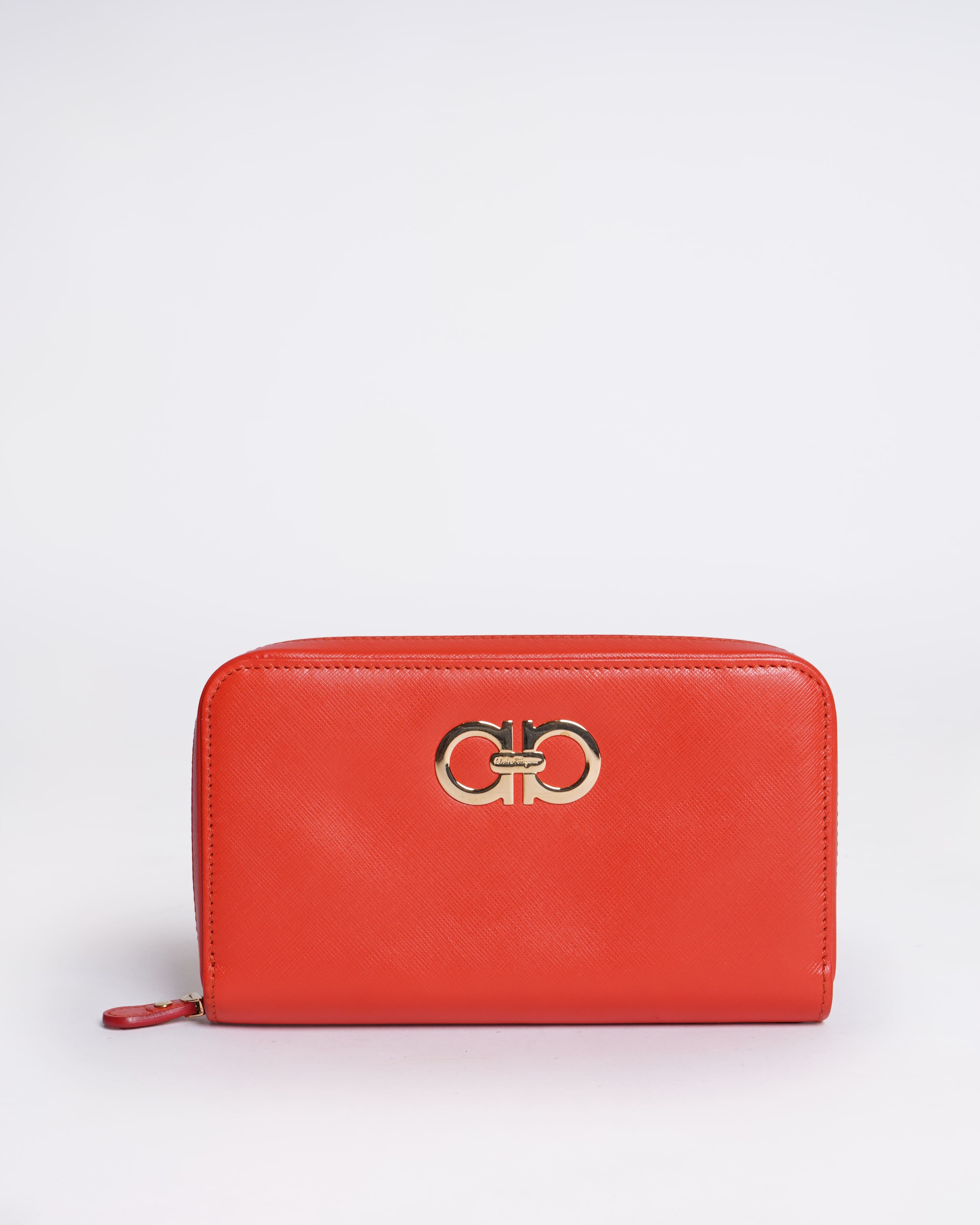 Salvatore Ferragamo Zip Around Wallet In Orange