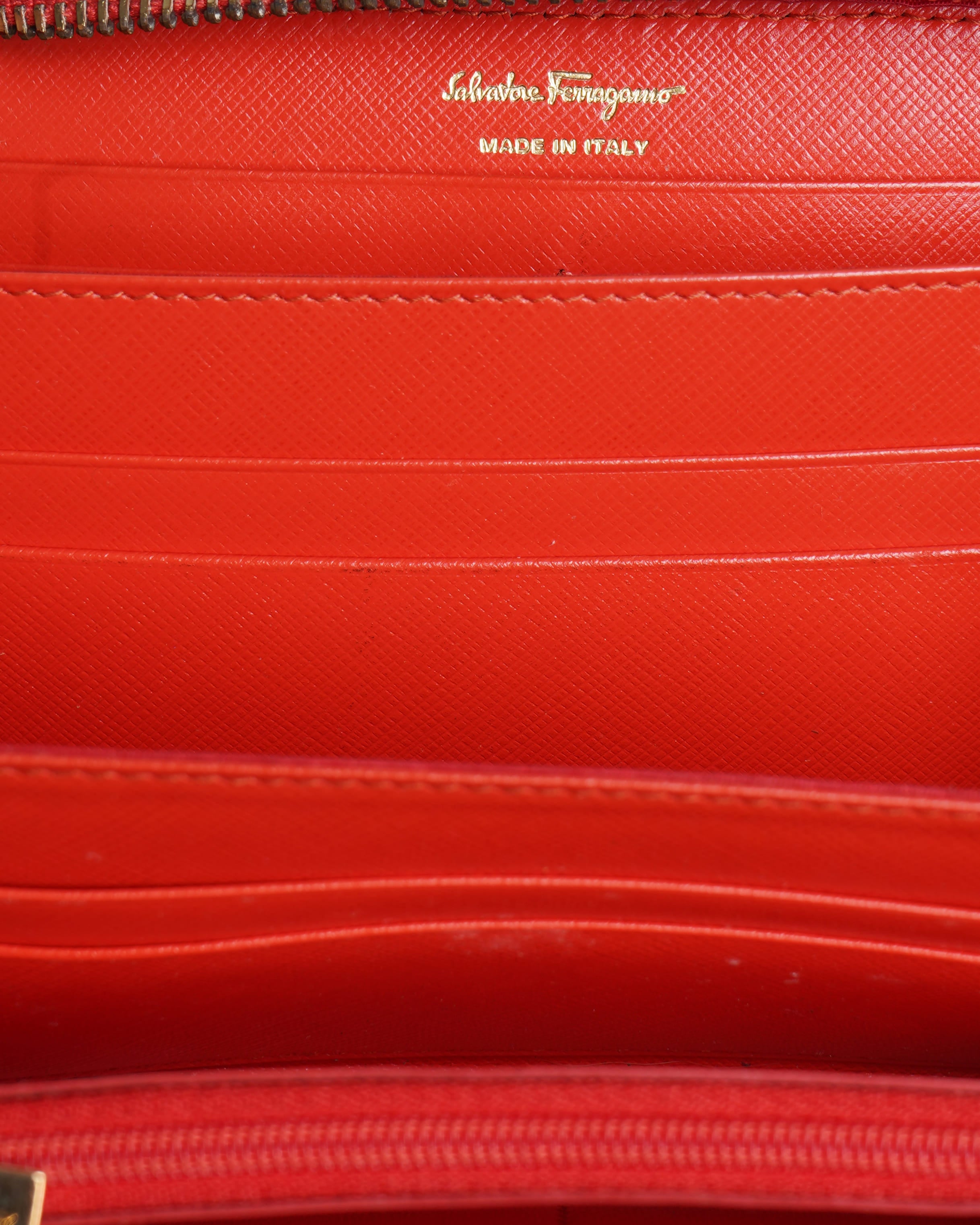 Salvatore Ferragamo Zip Around Wallet In Orange