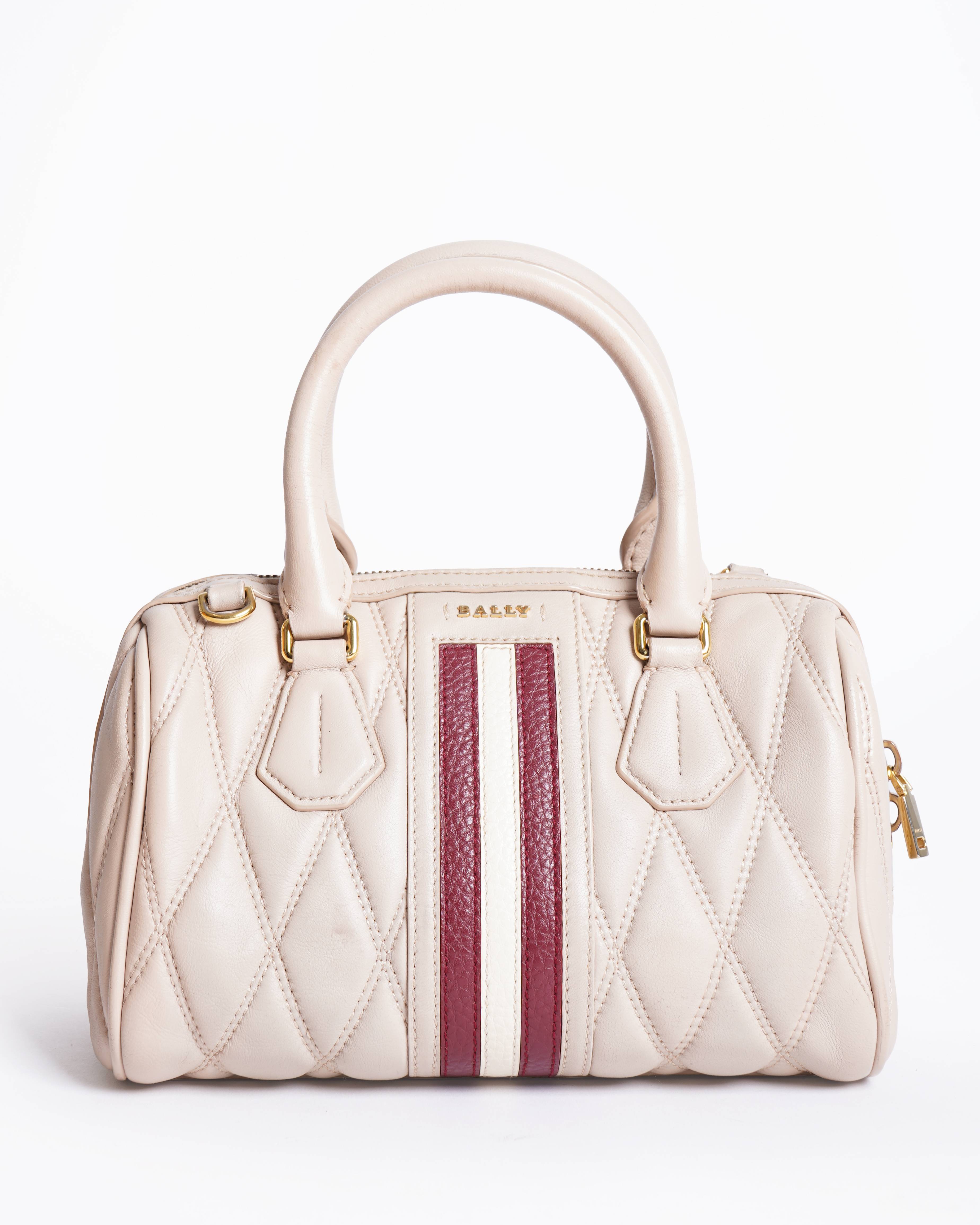 Bally leather mini bowling bag with detachable strap