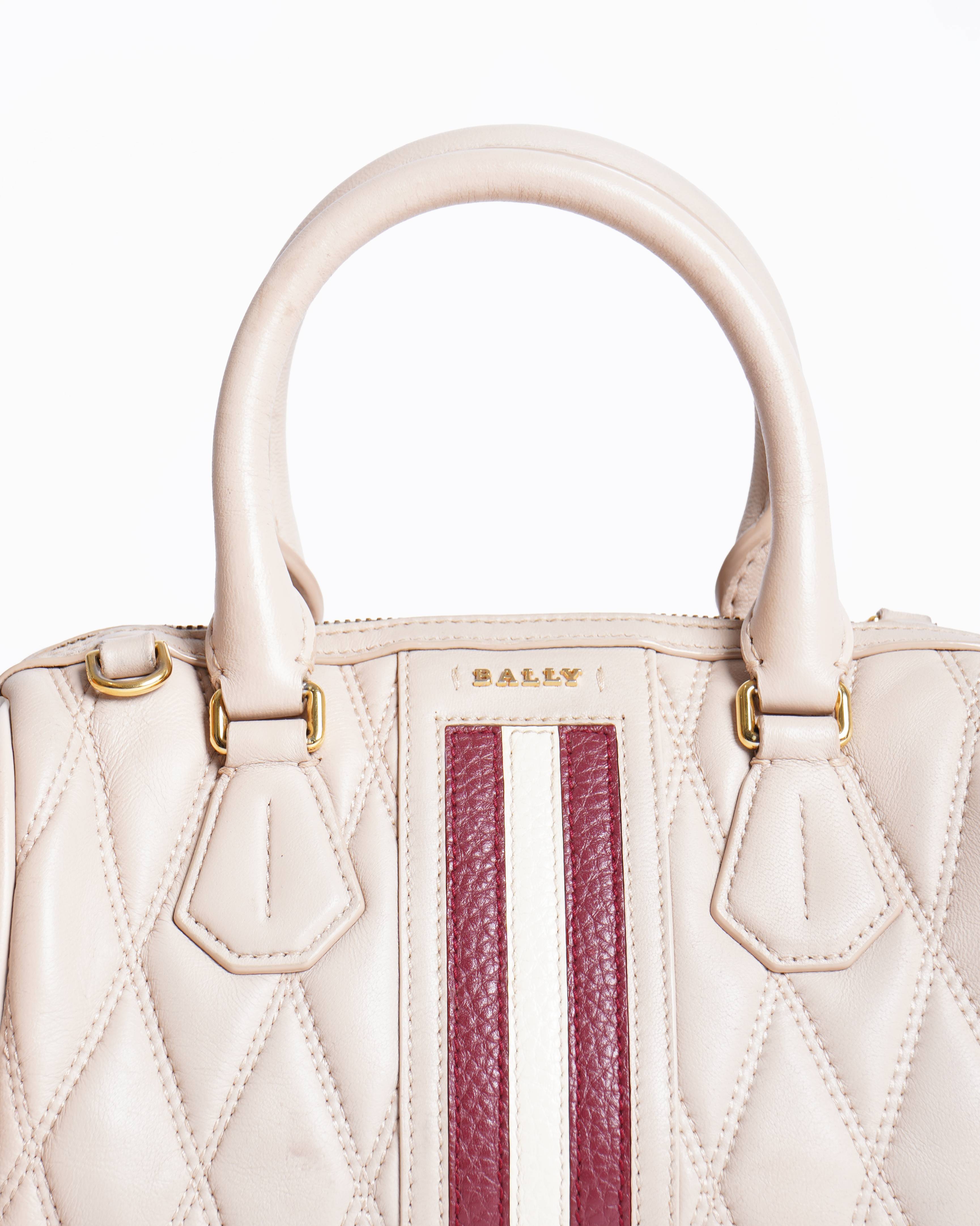 Bally leather mini bowling bag with detachable strap