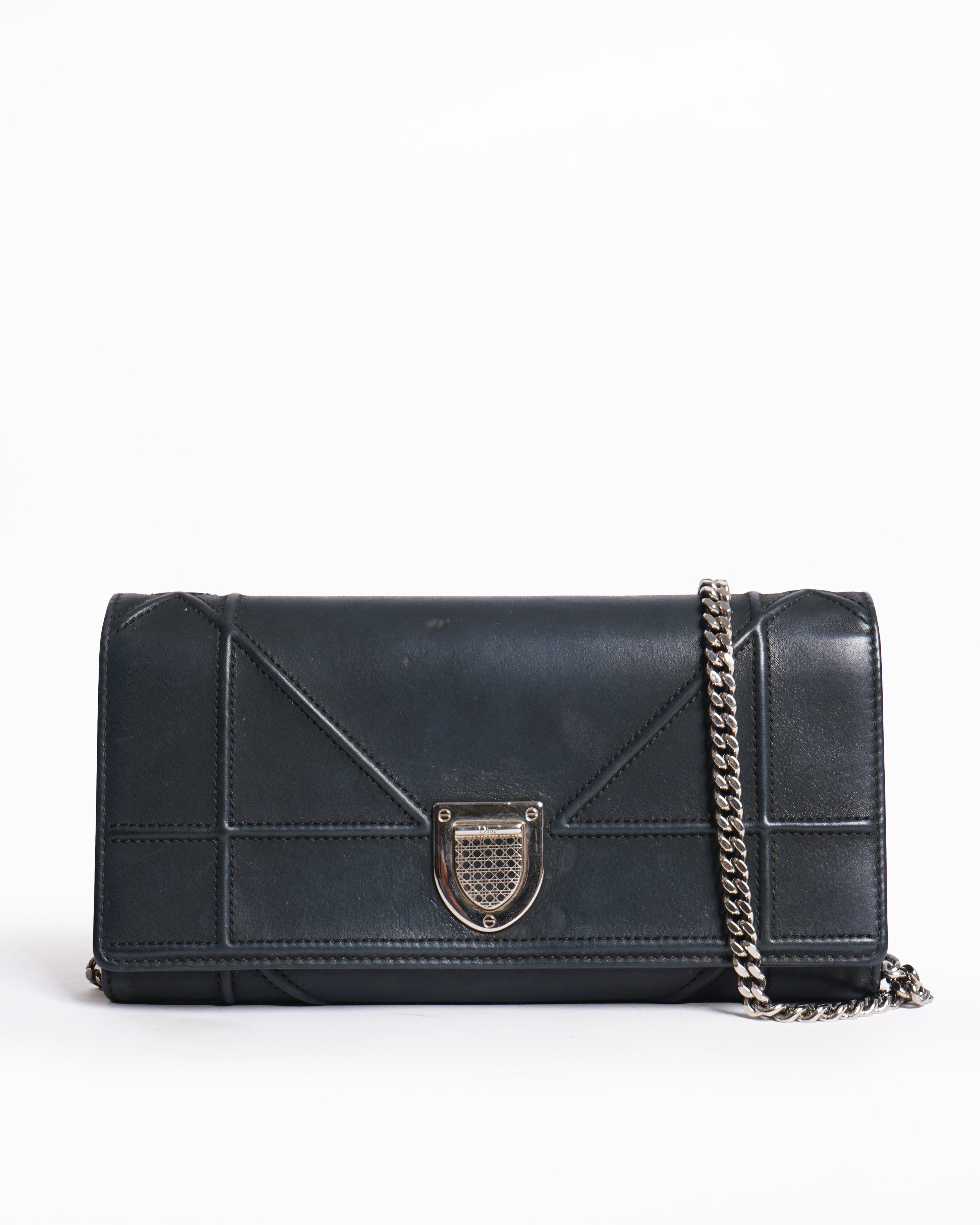 Christian Dior Leather Diorama Wallet On Chain