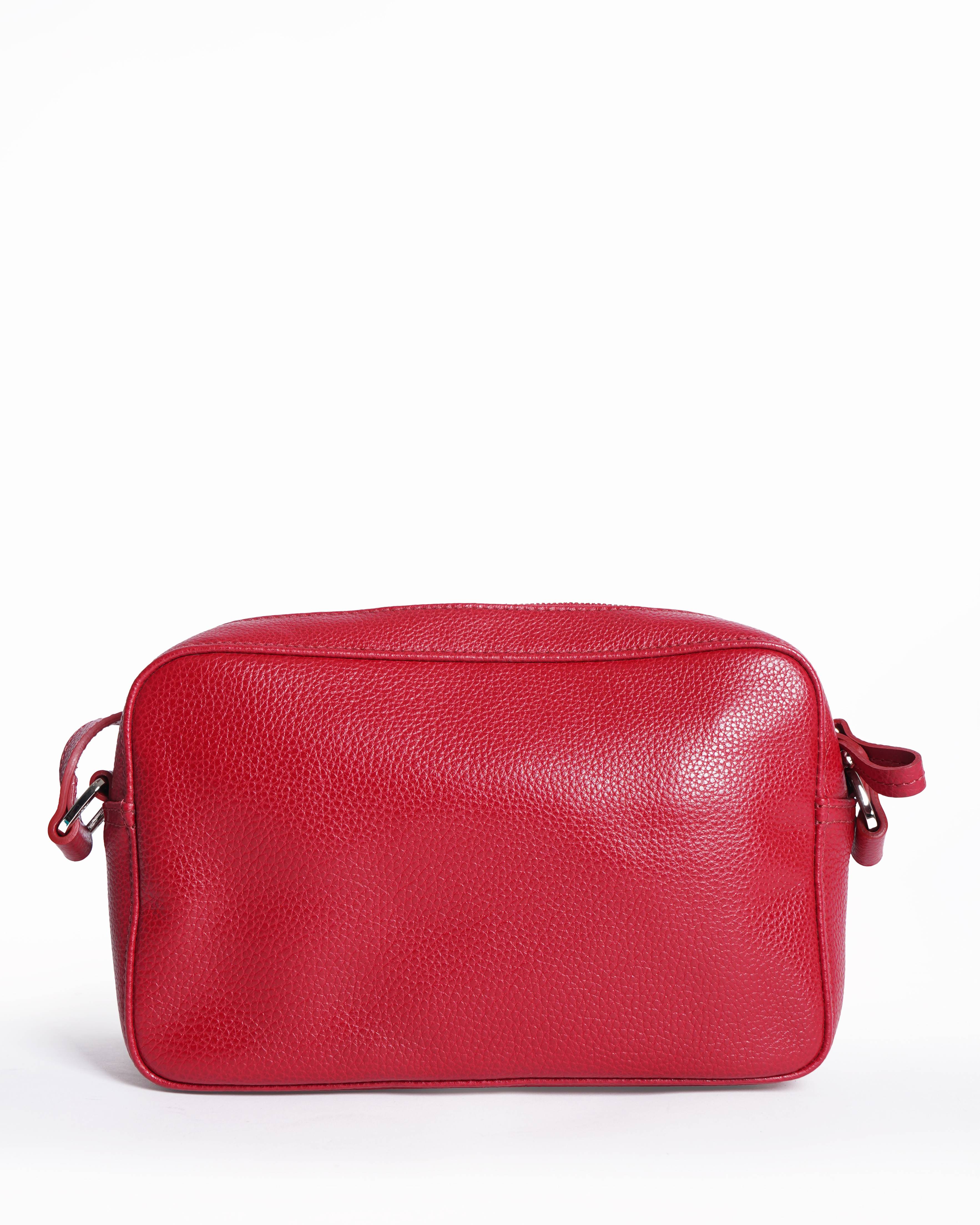 New Longchamp Leather Crossbody Bag In red