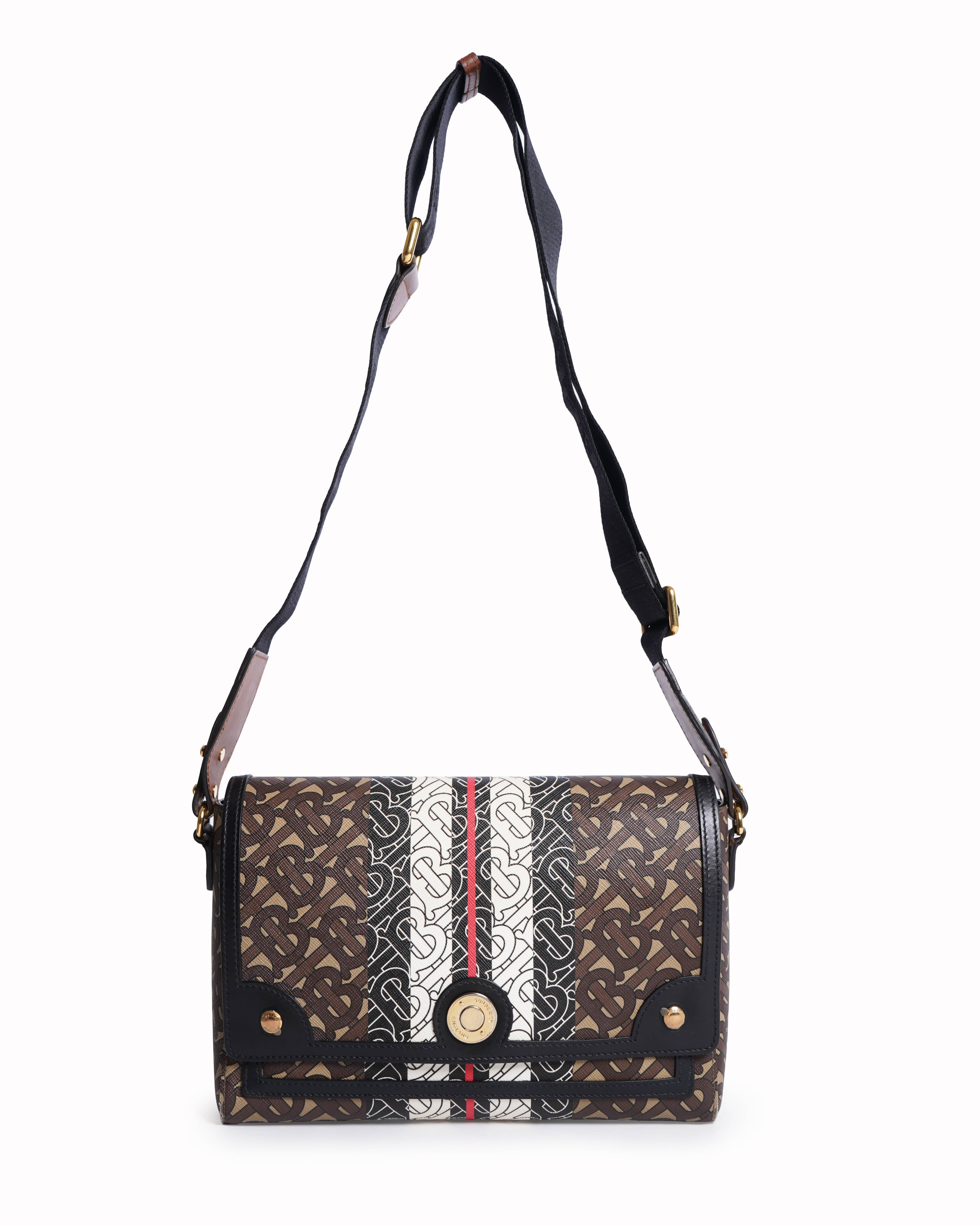 Burberry monogram stripe E-Canvas note crossbody bag