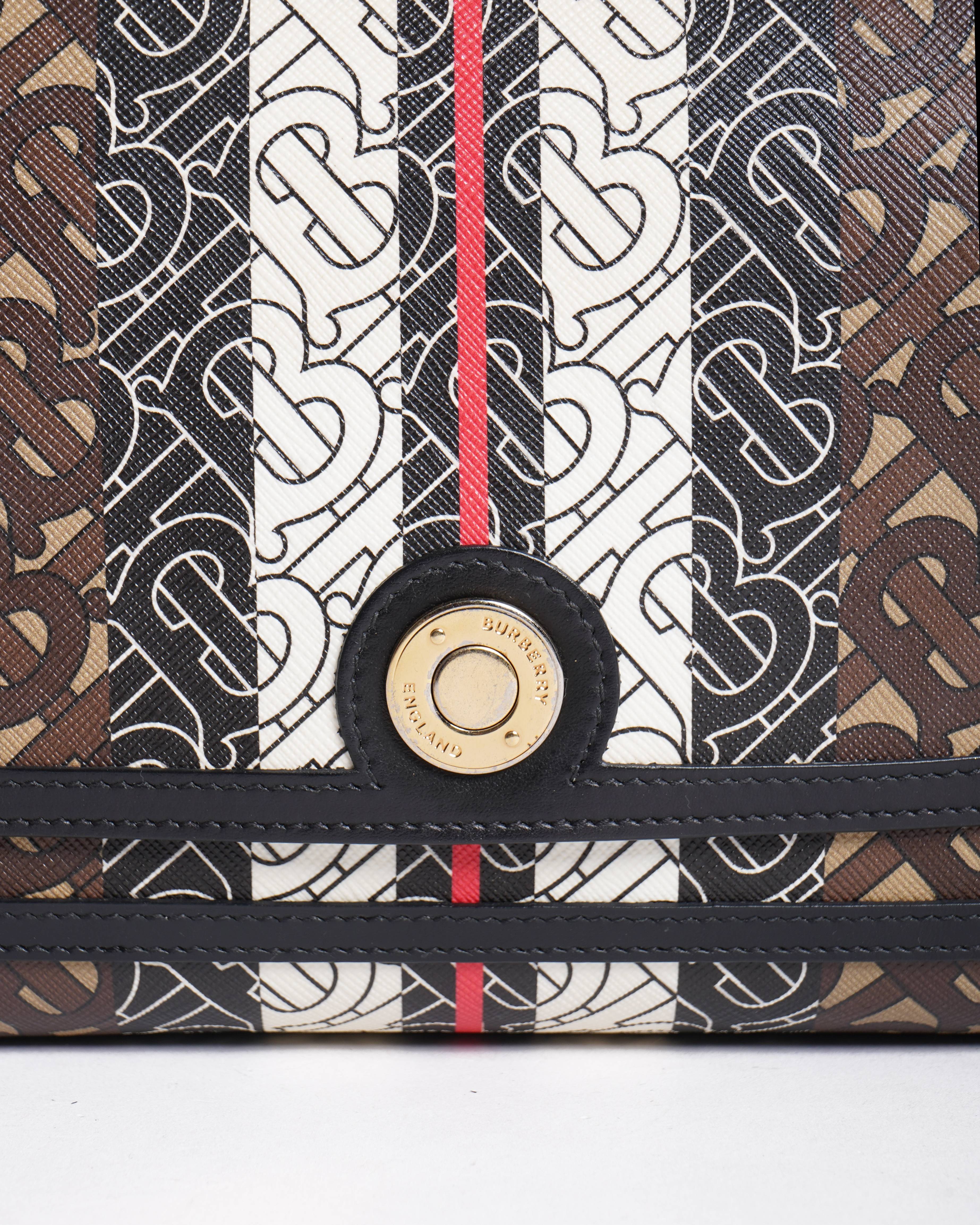 Burberry monogram stripe E-Canvas note crossbody bag