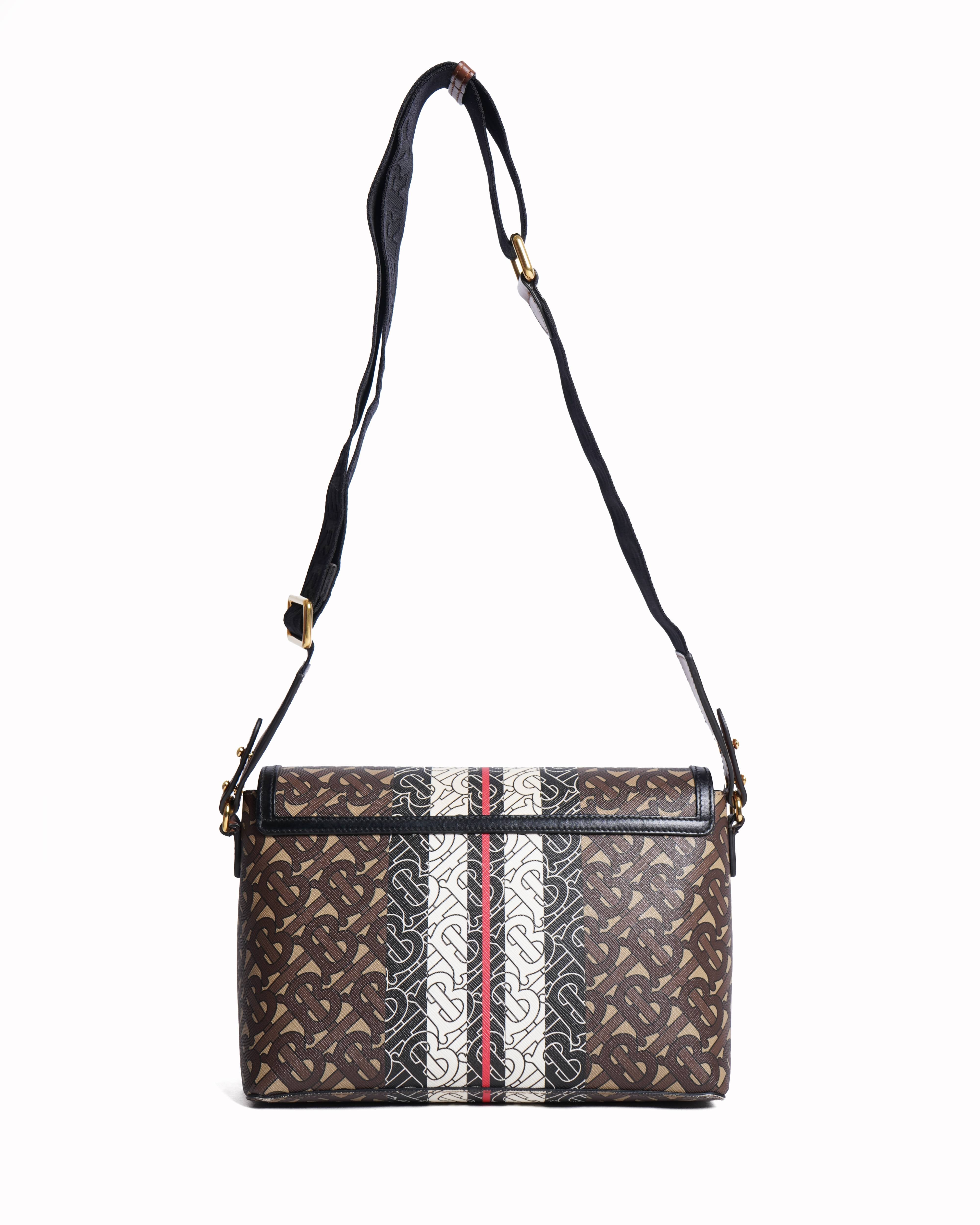 Burberry monogram stripe E-Canvas note crossbody bag
