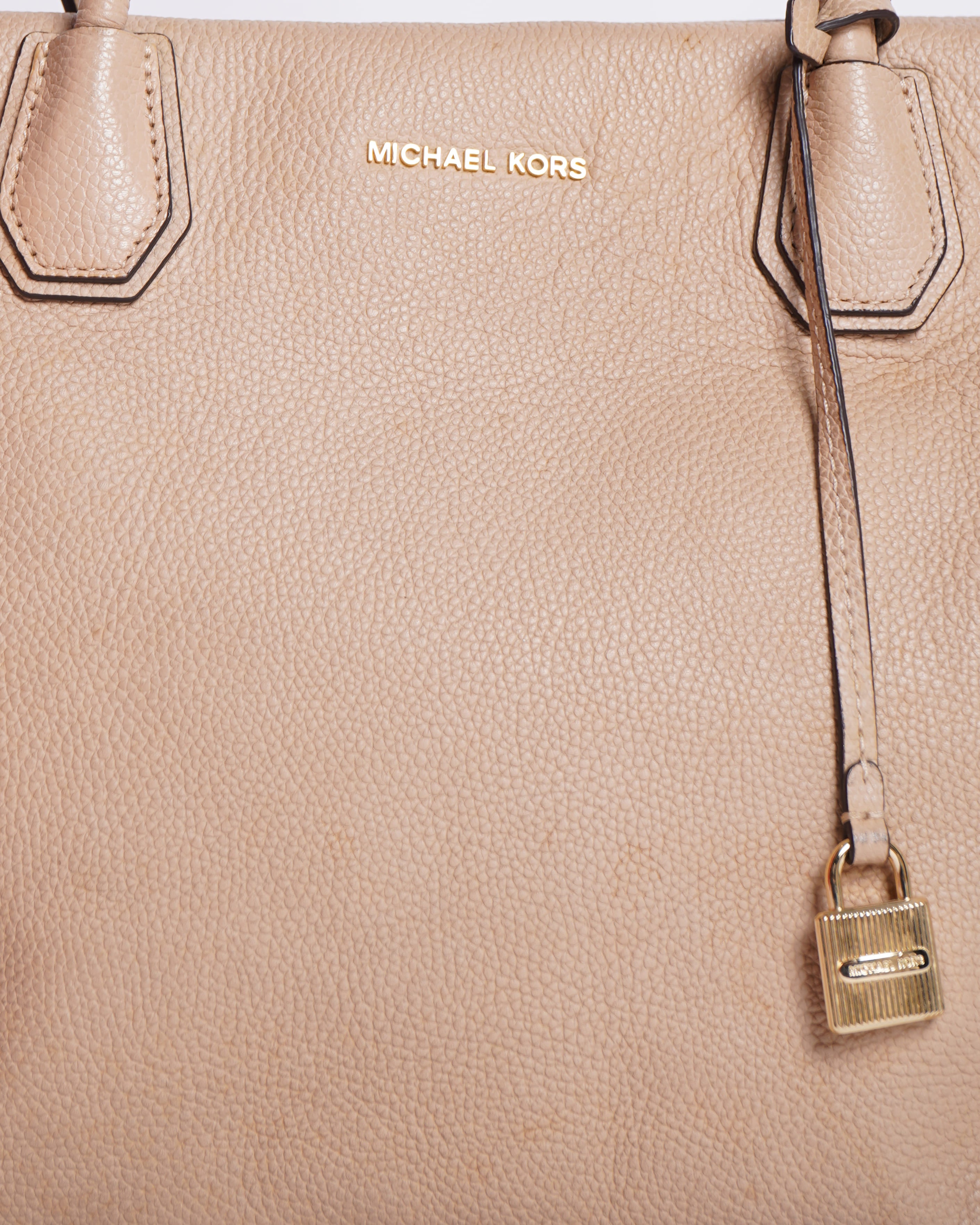 Michael Kors Beige Pebbled Leather Large Mercer Tote