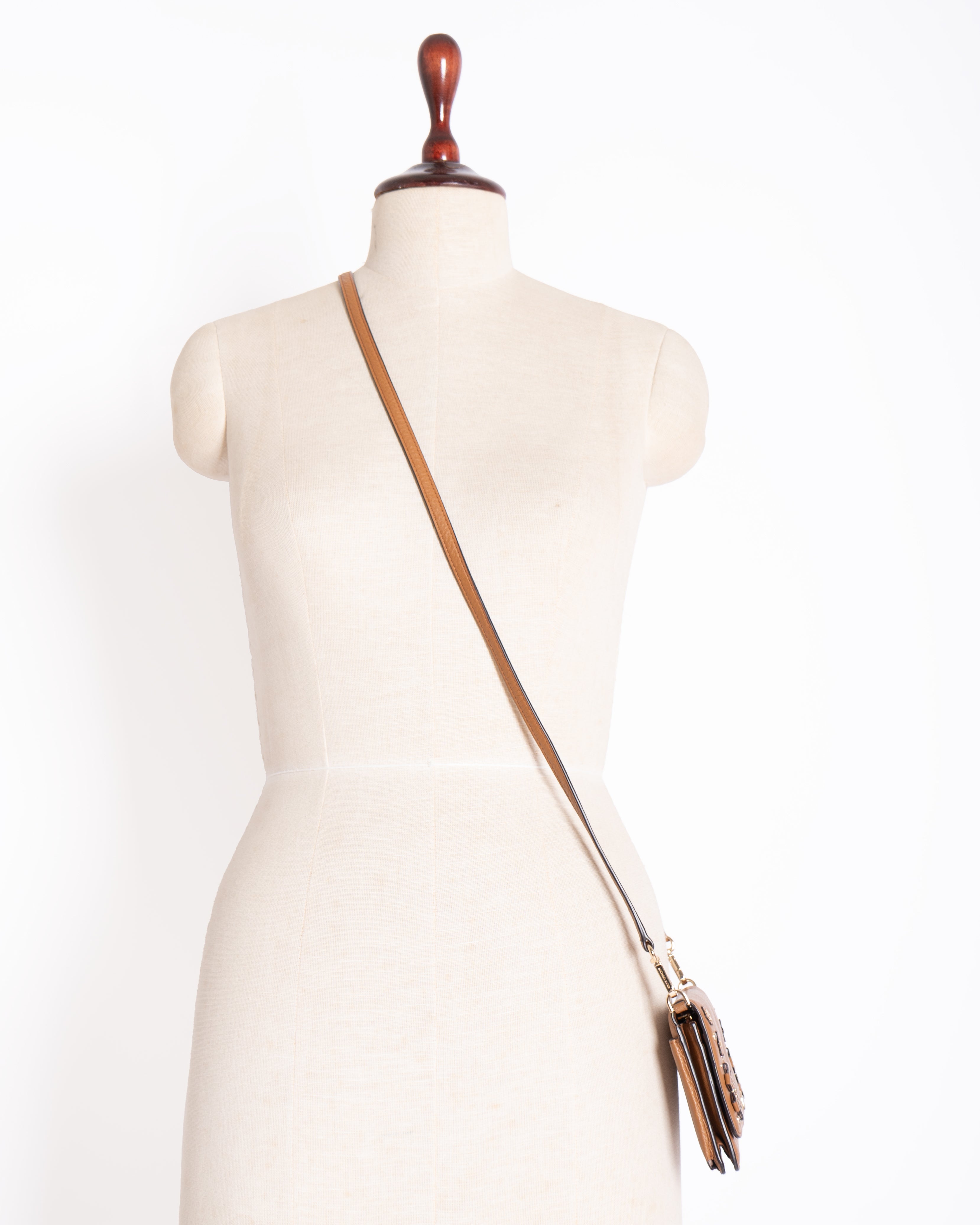 Michael Kors Floral Embellished Pebbled Leather Convertible Crossbody Bag