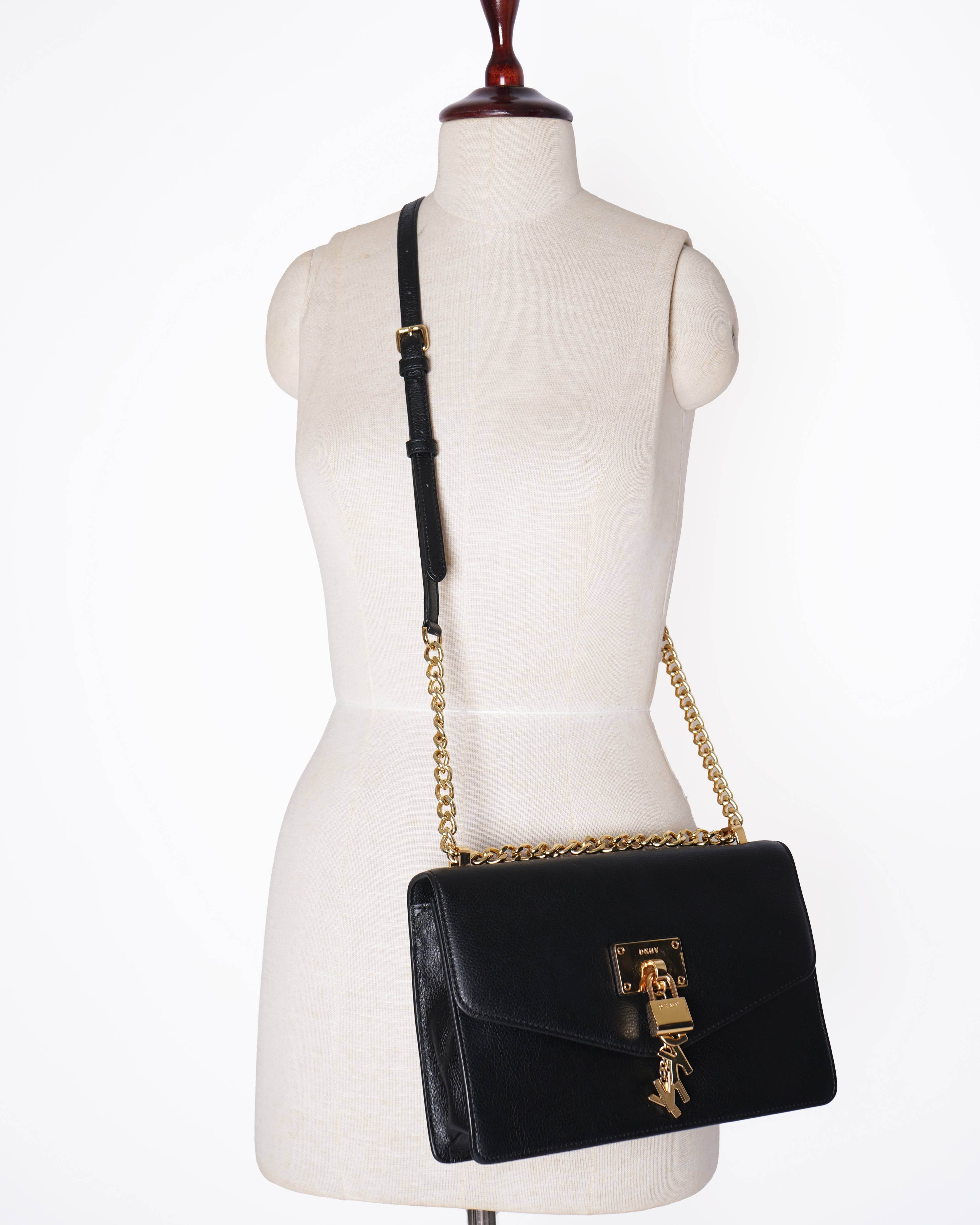 DKNY black structured crossbody bag