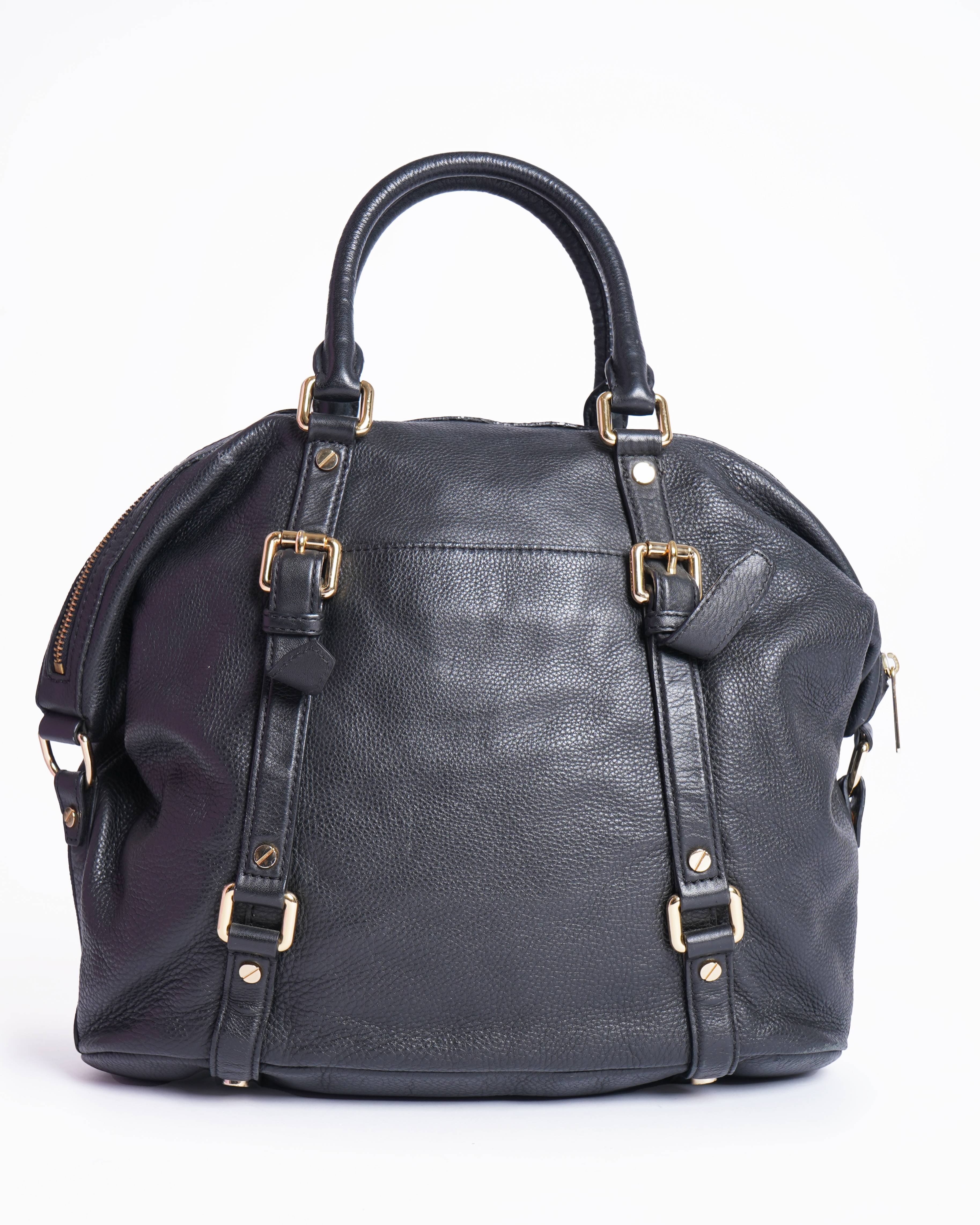 Michael Kors Black Grained Leather Bedford Legacy Satchel