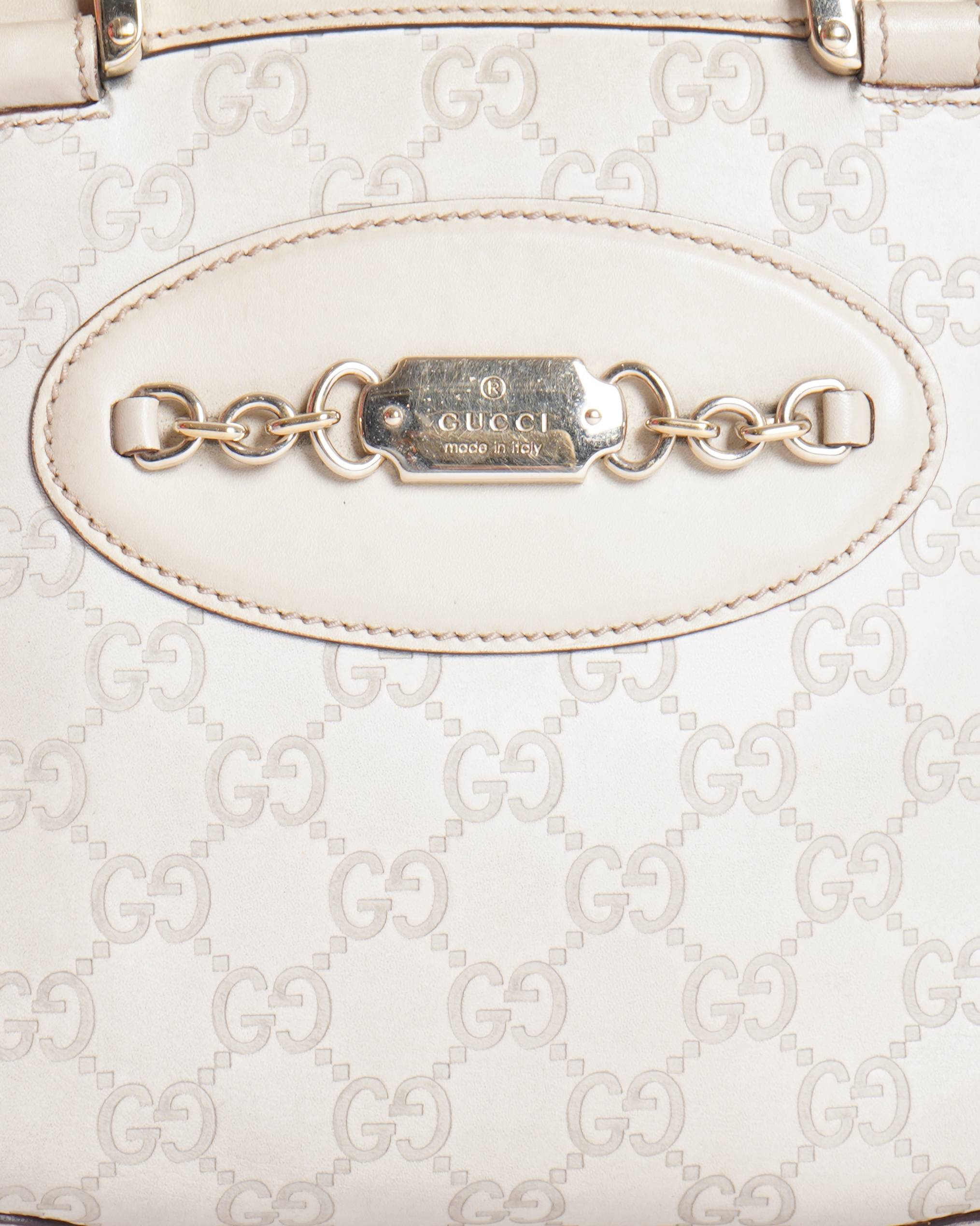 Gucci Off White Guccissima Leather Large Punch Satchel