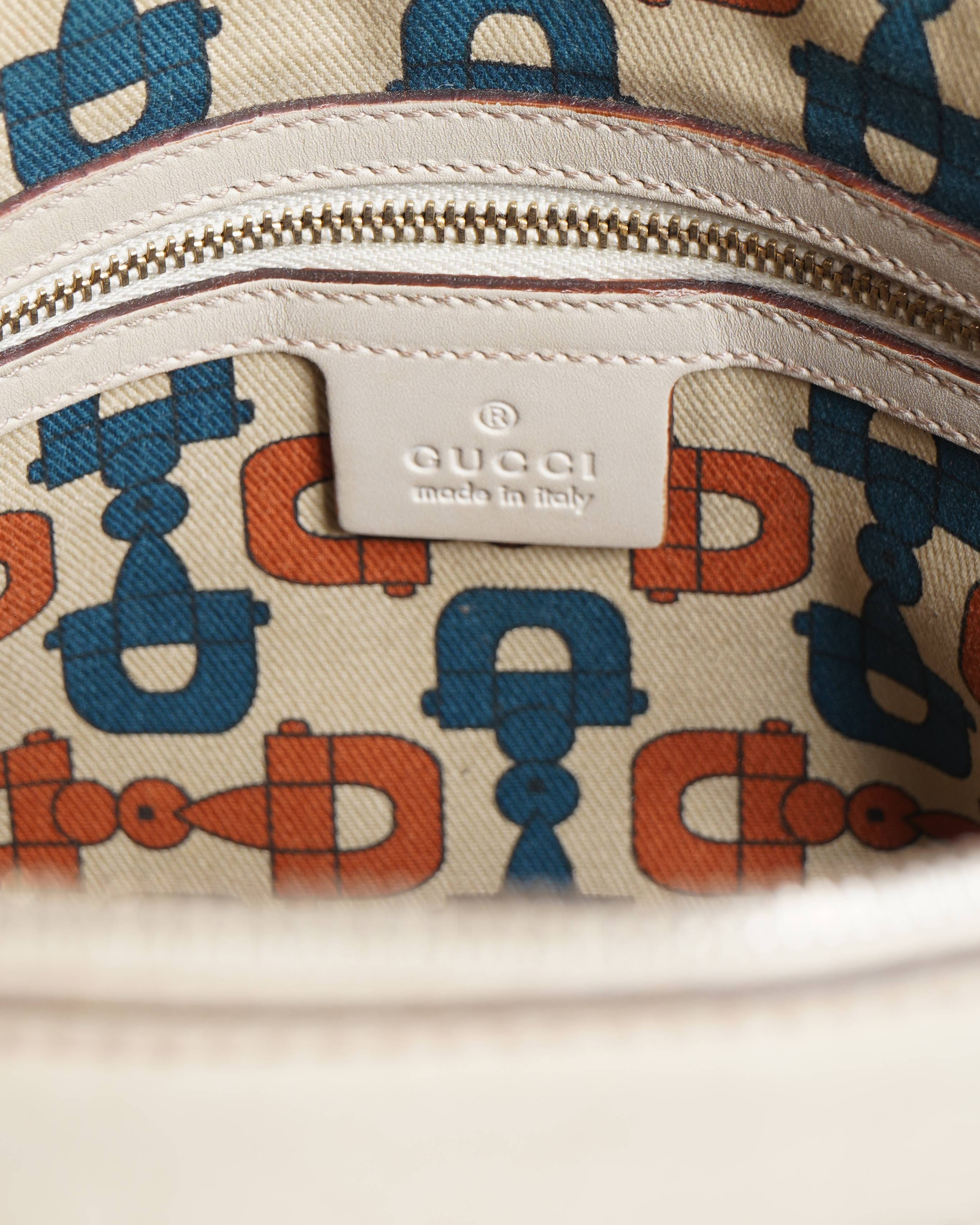 Gucci Off White Guccissima Leather Large Punch Satchel
