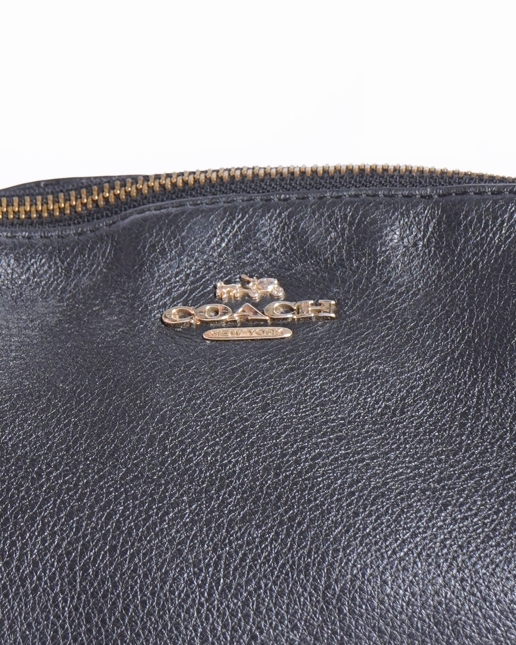 Coach Pebbled Leather Shoulder Bag In Black