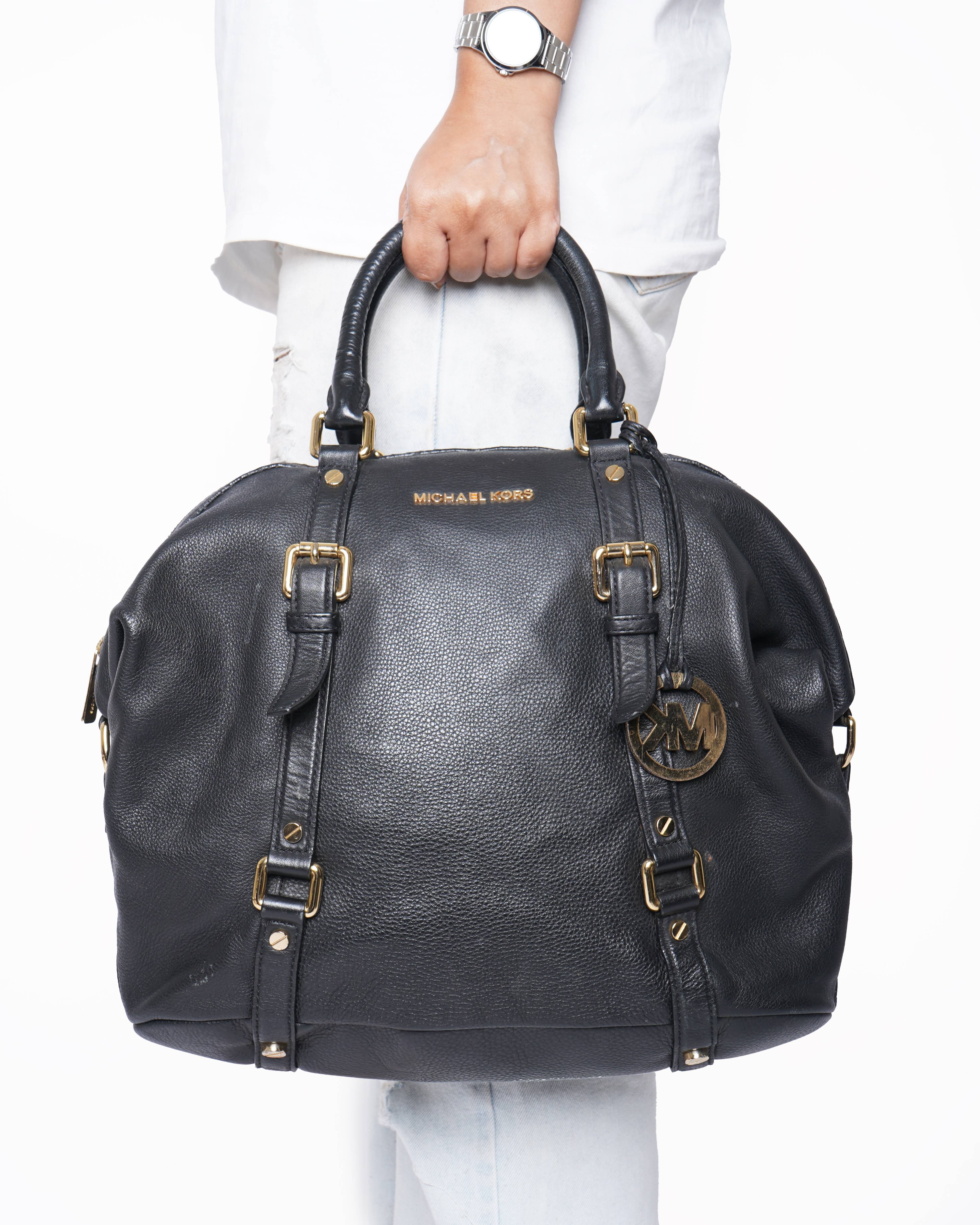 Michael Kors Black Grained Leather Bedford Legacy Satchel