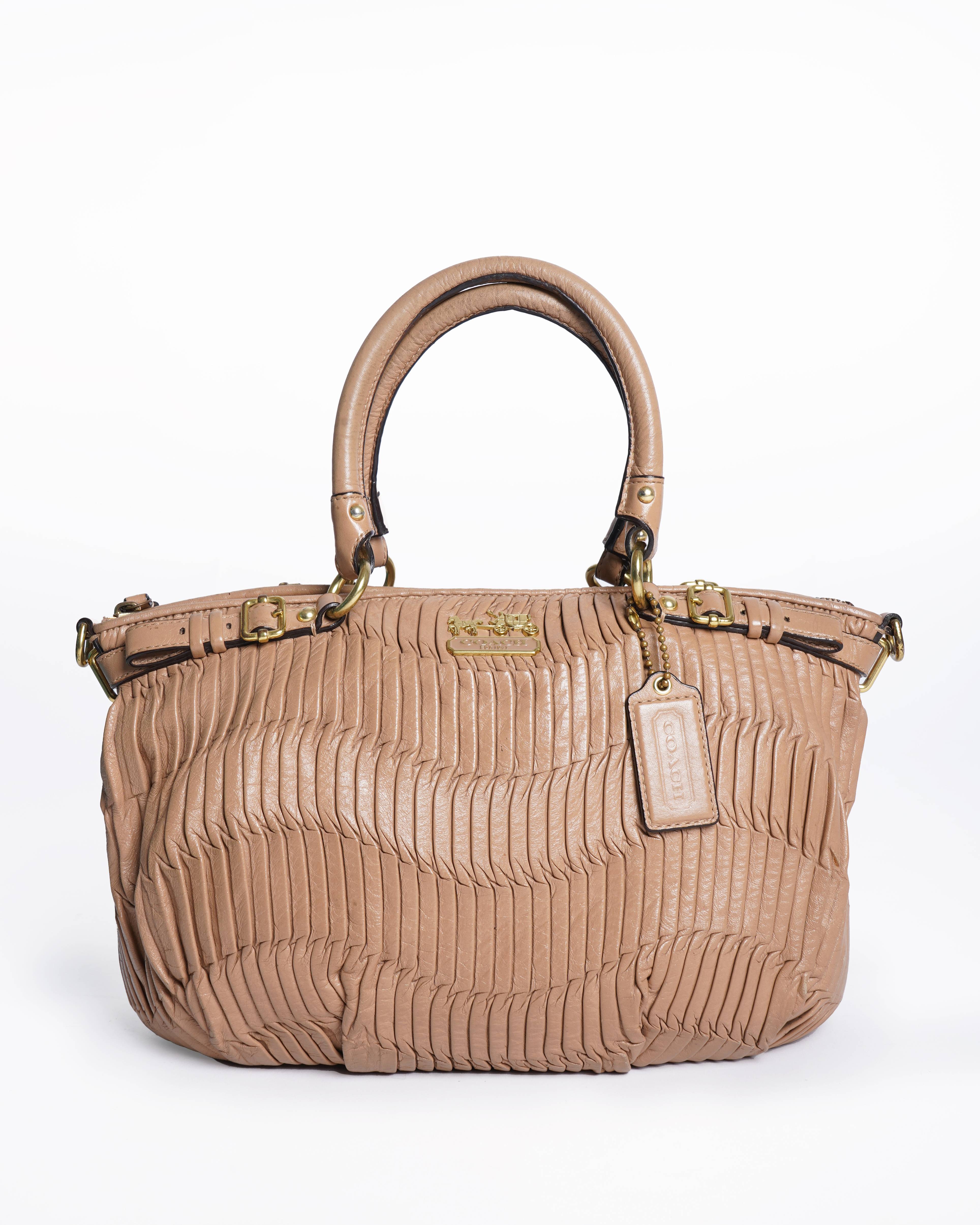 Coach
Madison Gathered Leather Satchel in tan