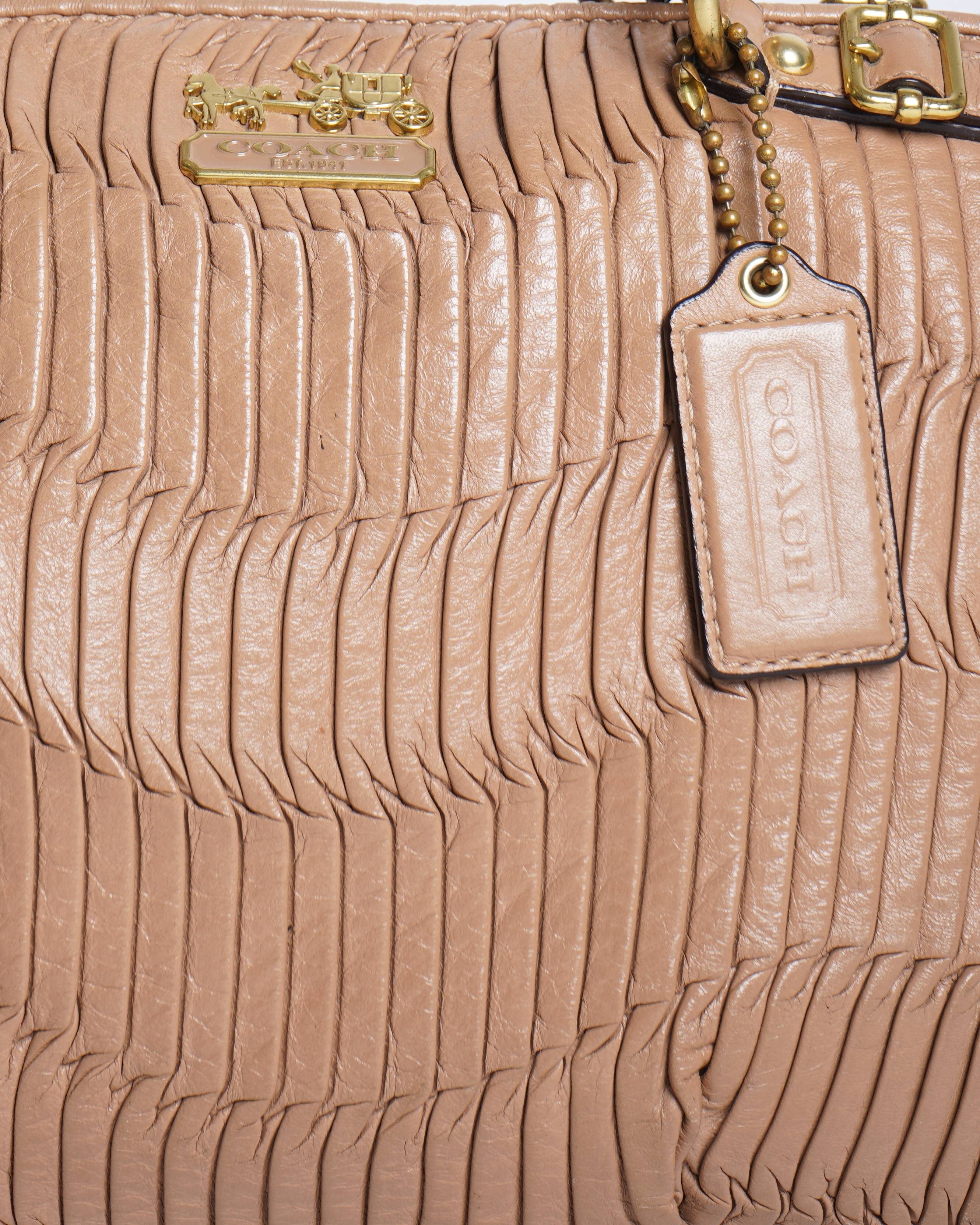 Coach
Madison Gathered Leather Satchel in tan