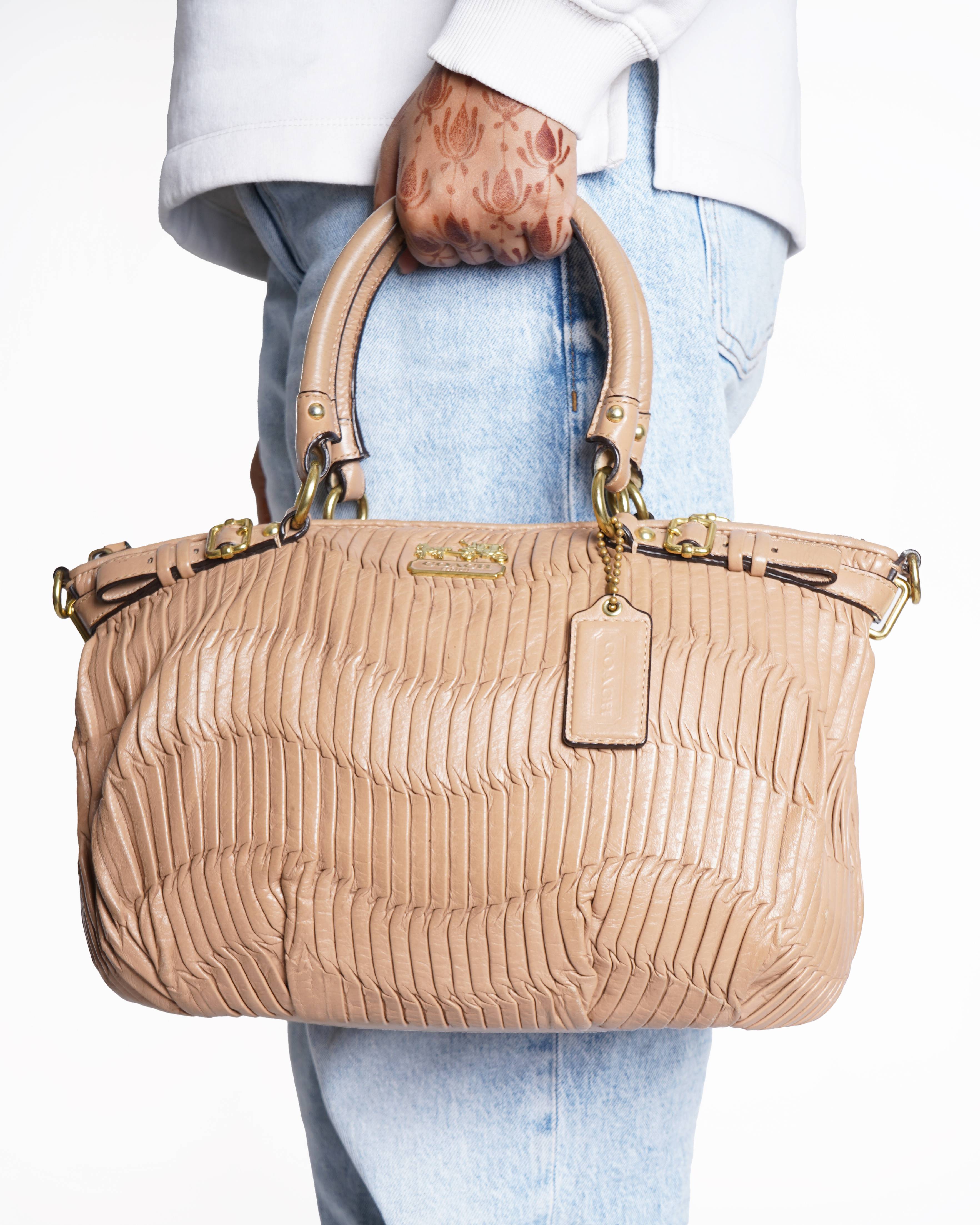 Coach
Madison Gathered Leather Satchel in tan