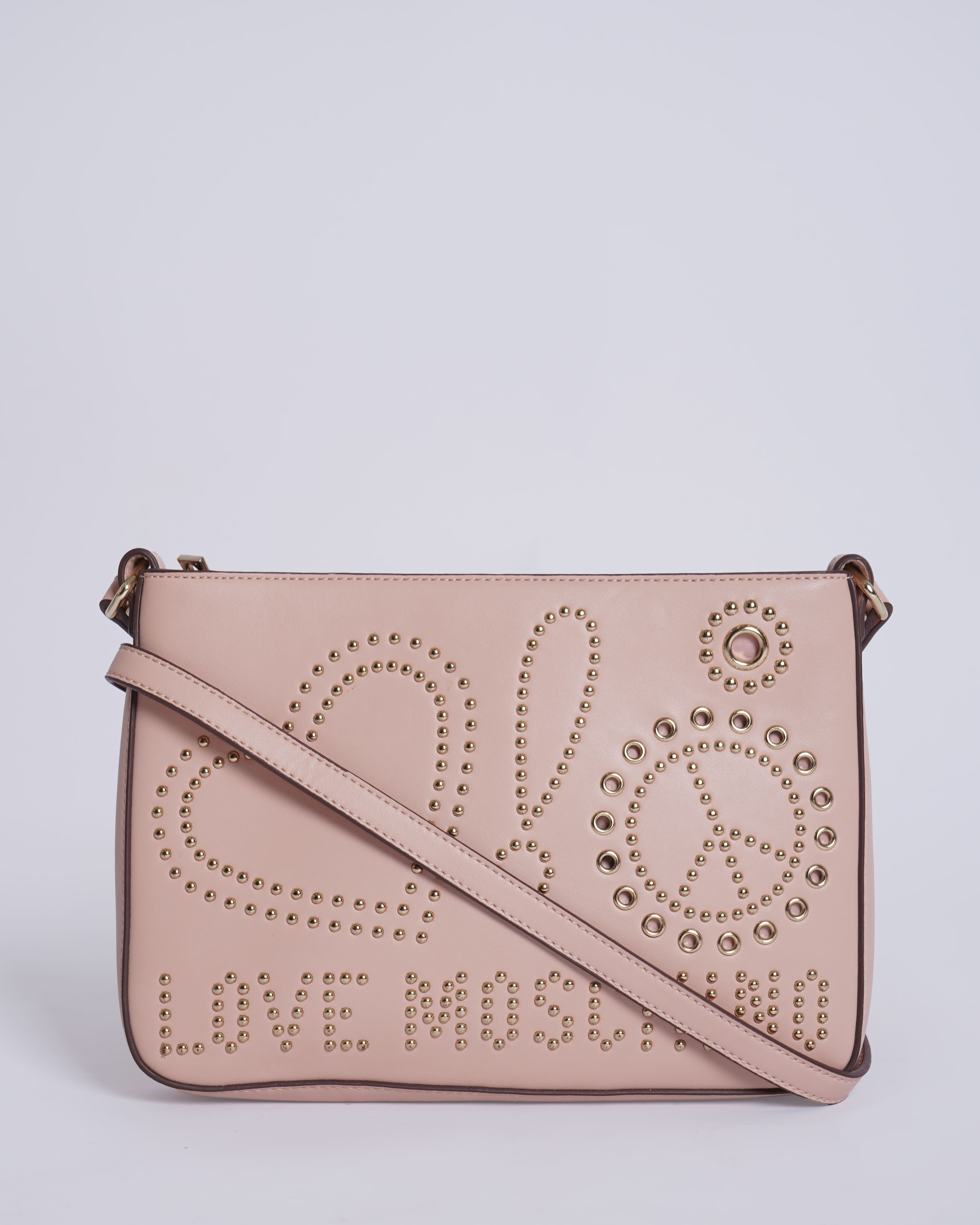 Love Moschino Women's Studded Logo CrossBody Bag in pink