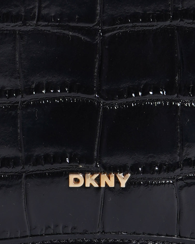 DKNY black croc embossed Adria Clutch Bag with Crossbody Strap