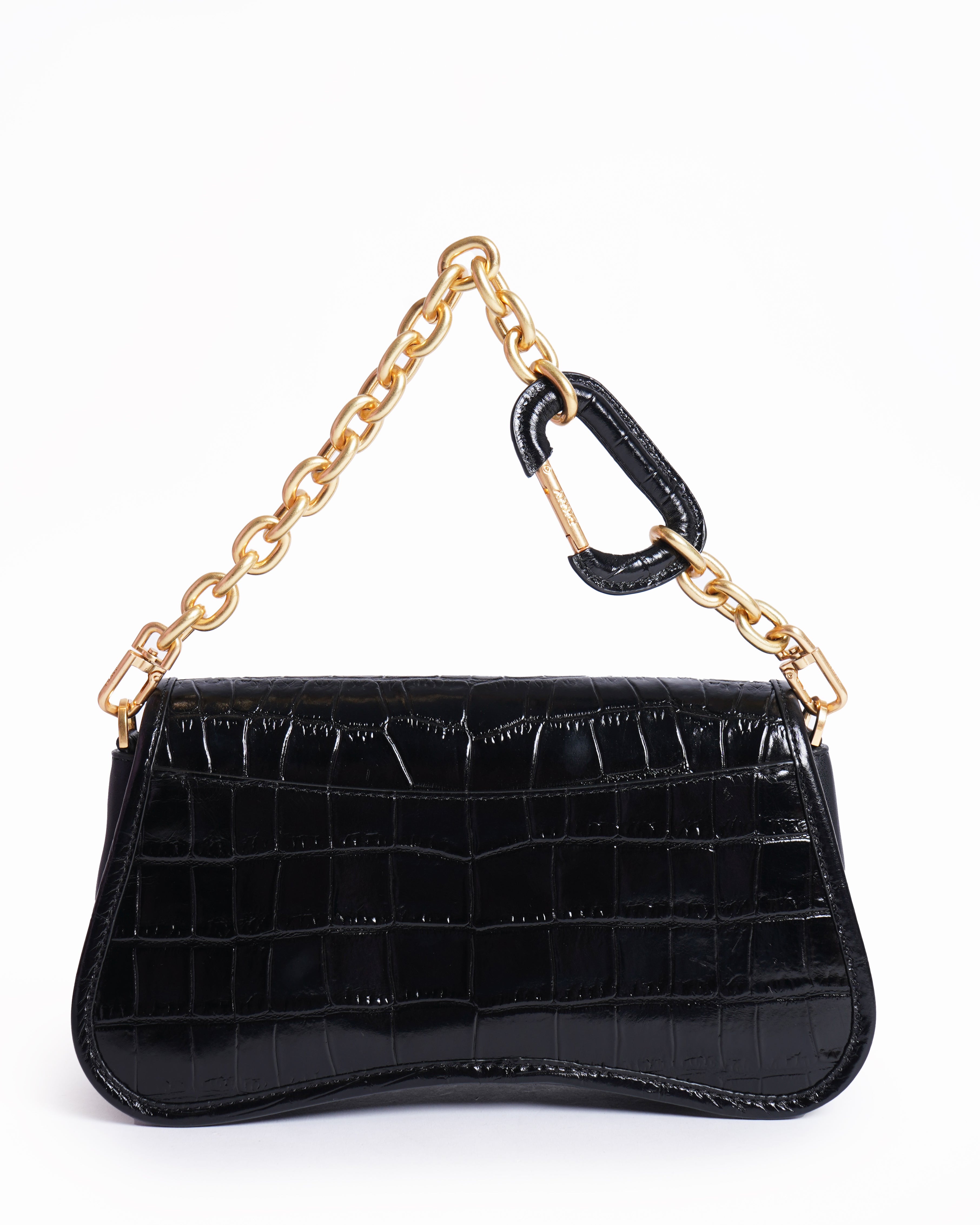 DKNY black croc embossed Adria Clutch Bag with Crossbody Strap