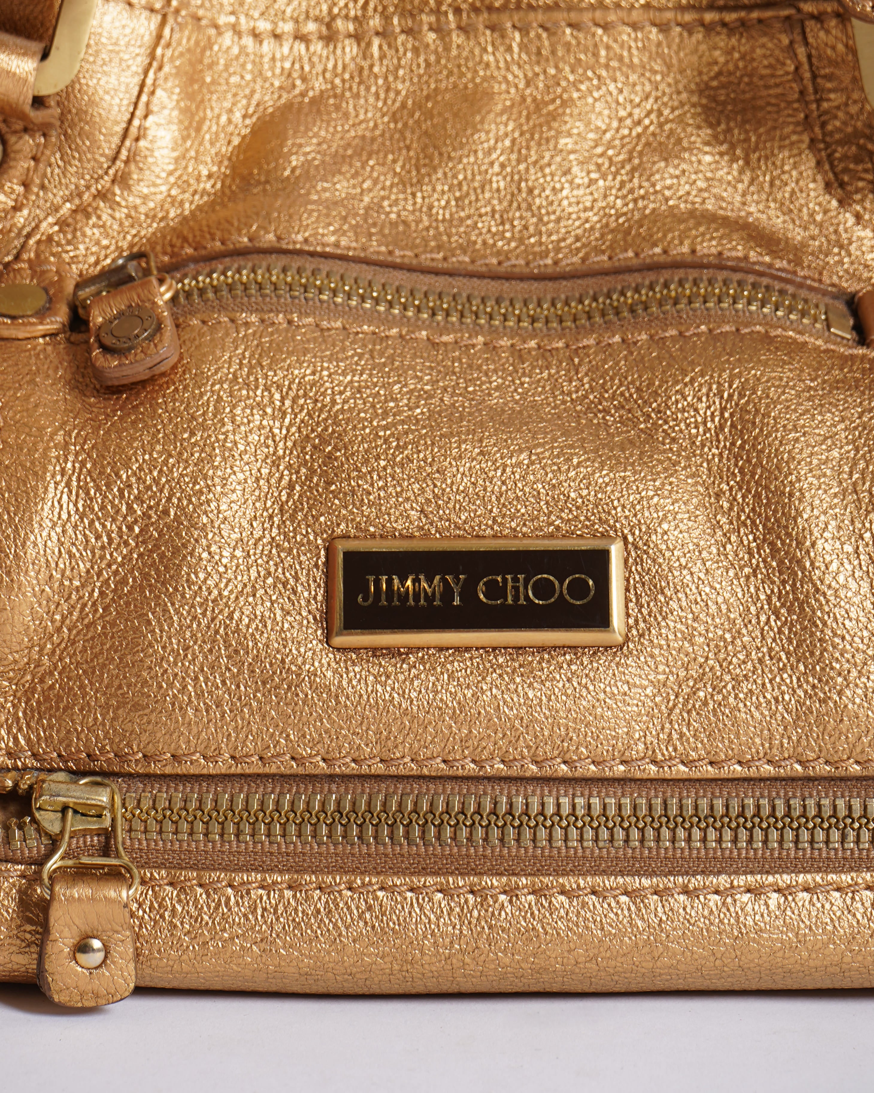 Jimmy Choo Gold Leather Mahala Bag